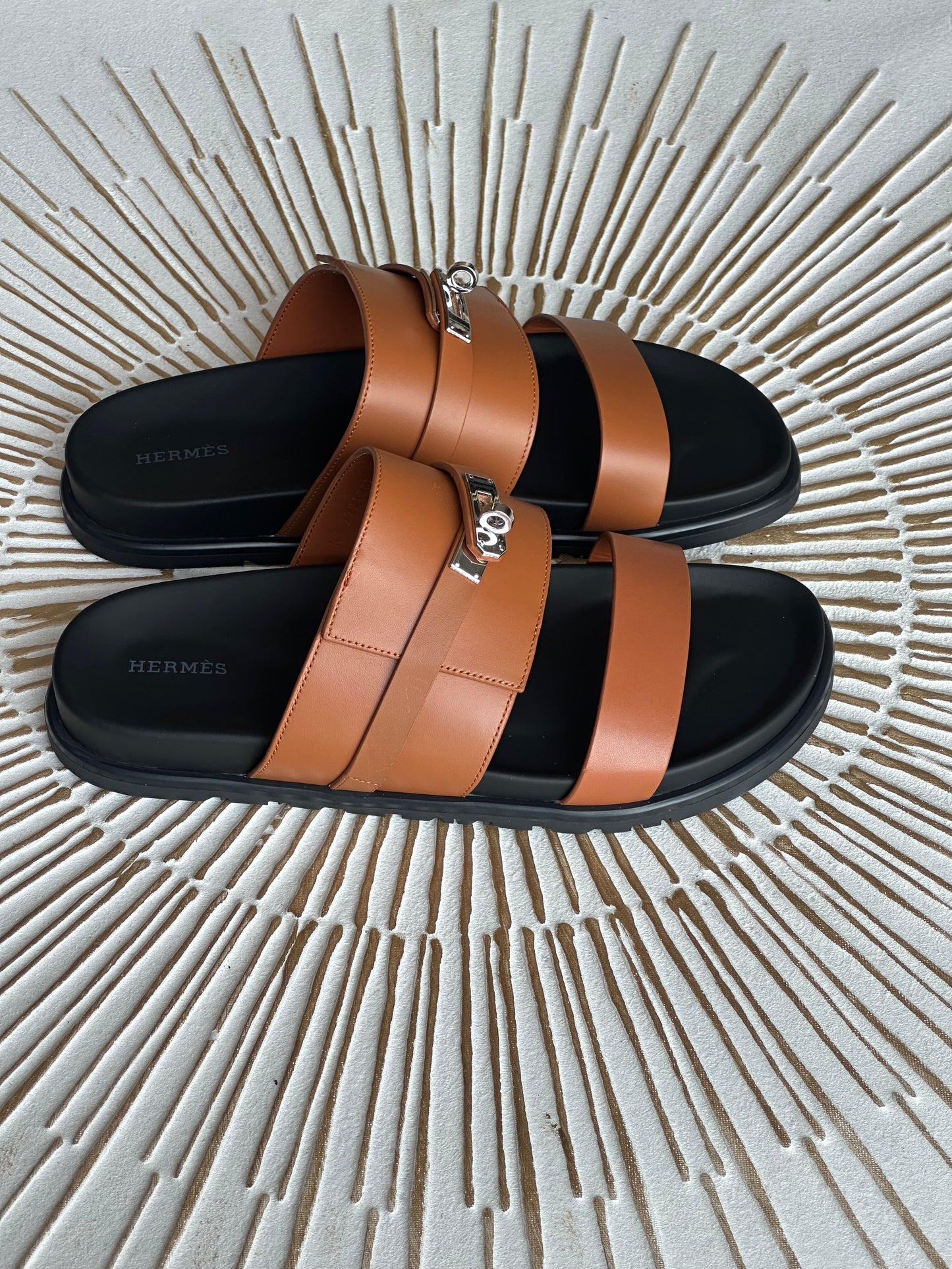 Hermès Jackson Sandal in Brown Suede or Heritage Calfskin