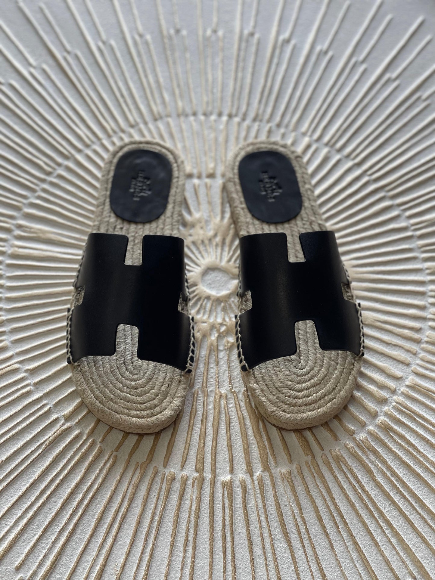 Hermès Antigua Espadrille in Black Leather – Men's Slip-On with Signature “H” Cut-Out