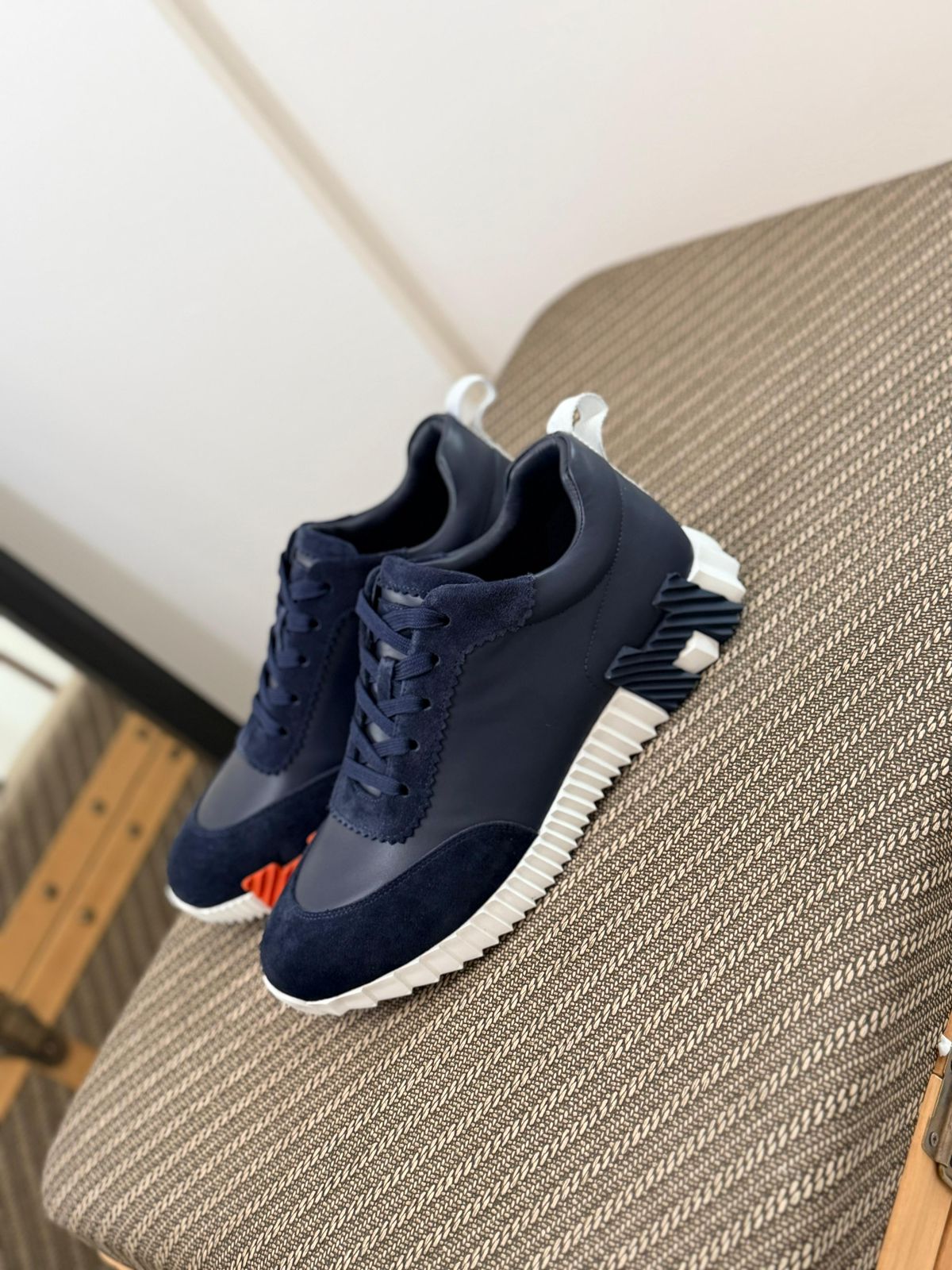 Hermès Bouncing Sneaker – Navy Mesh & Suede Goatskin (Men’s,)