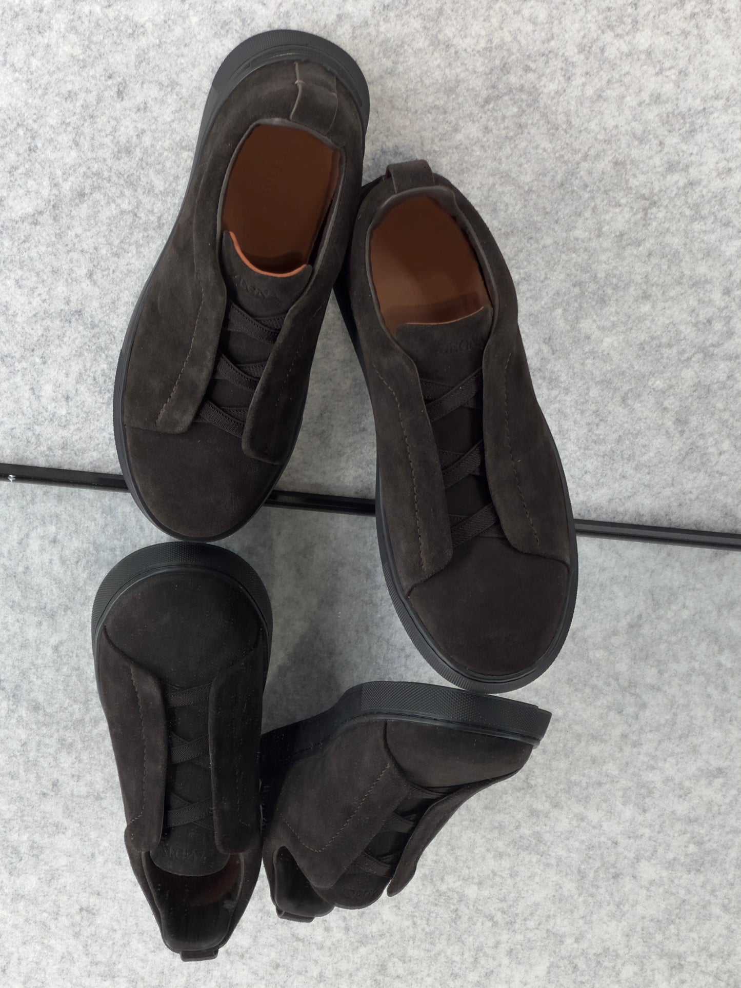 Premium luxury Zegna triple stitch Dark Chocolate suede