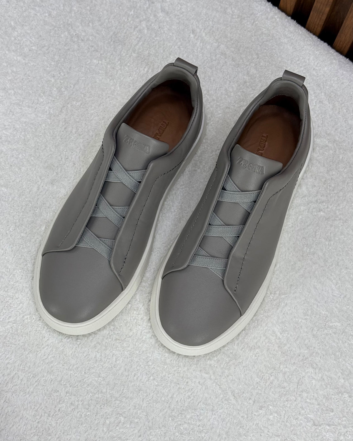 Premium luxury Zegna triple stitch Light grey