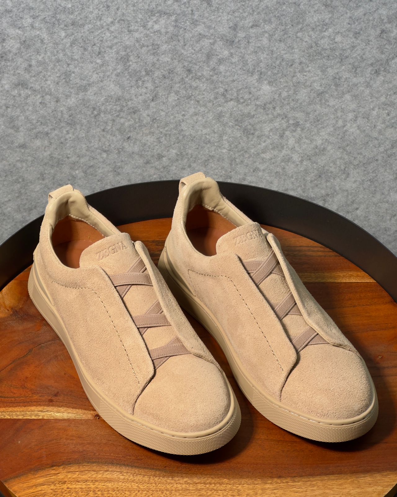 Premium Luxury Zegna Triple Stitch suede Beige