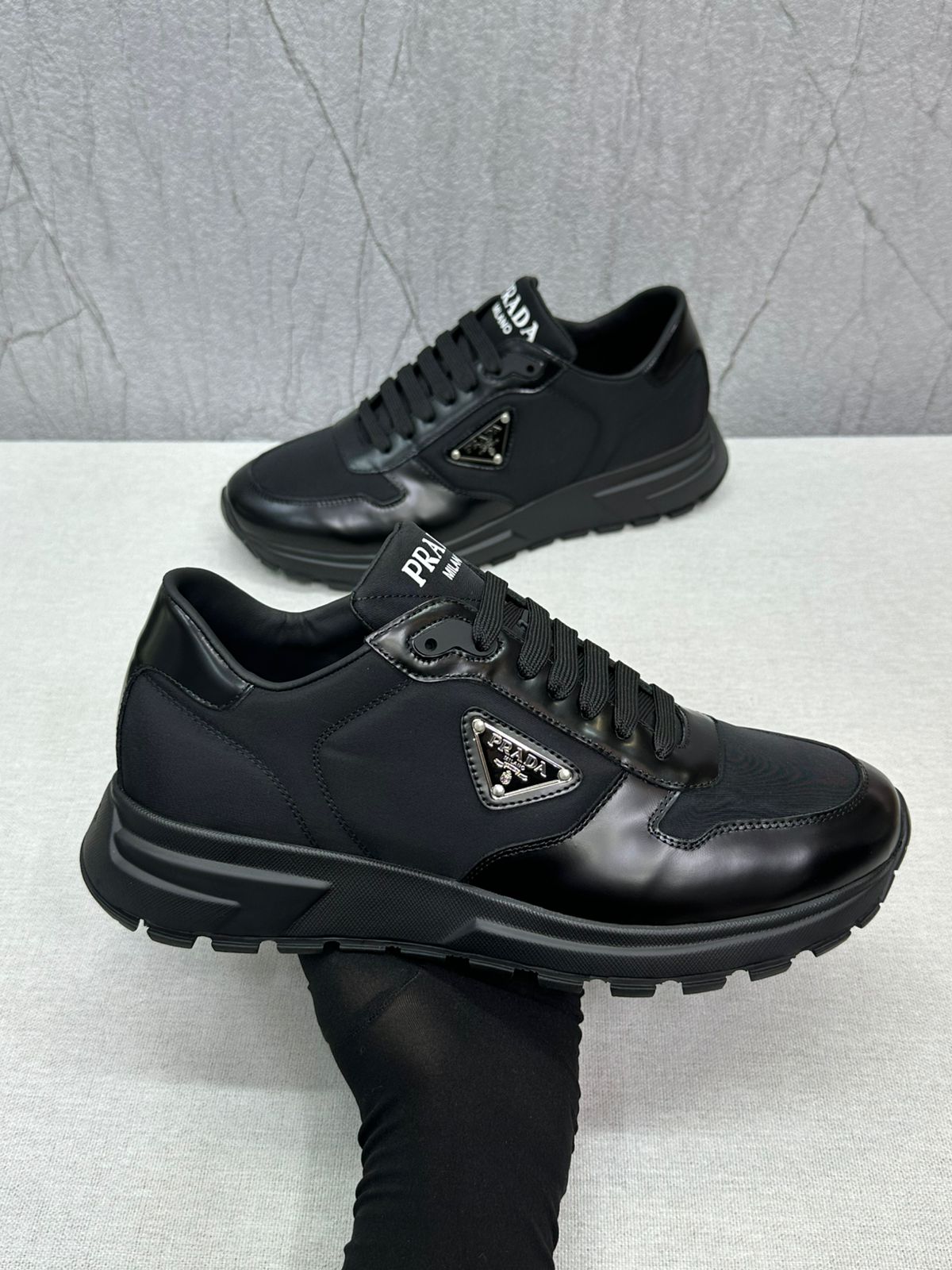 Prada PRAX 01 Sneakers – Black Re-Nylon & Leather