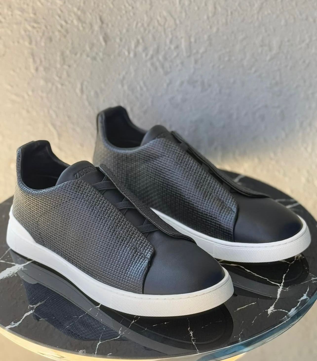 Zegna Triple Stitch Pelletessuta Sneakers | Black