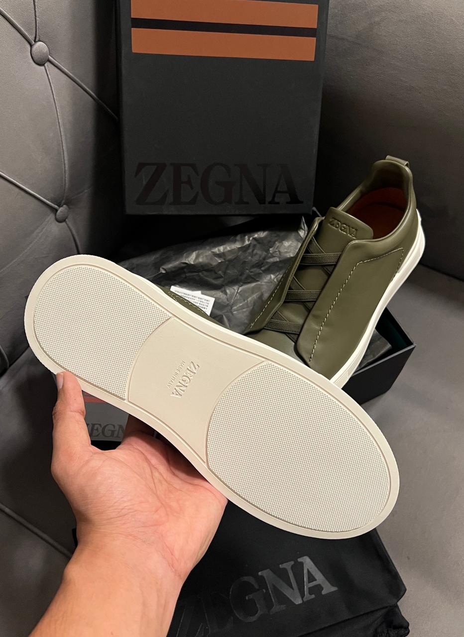 Zegna Triple Stitch Sneaker Olive green