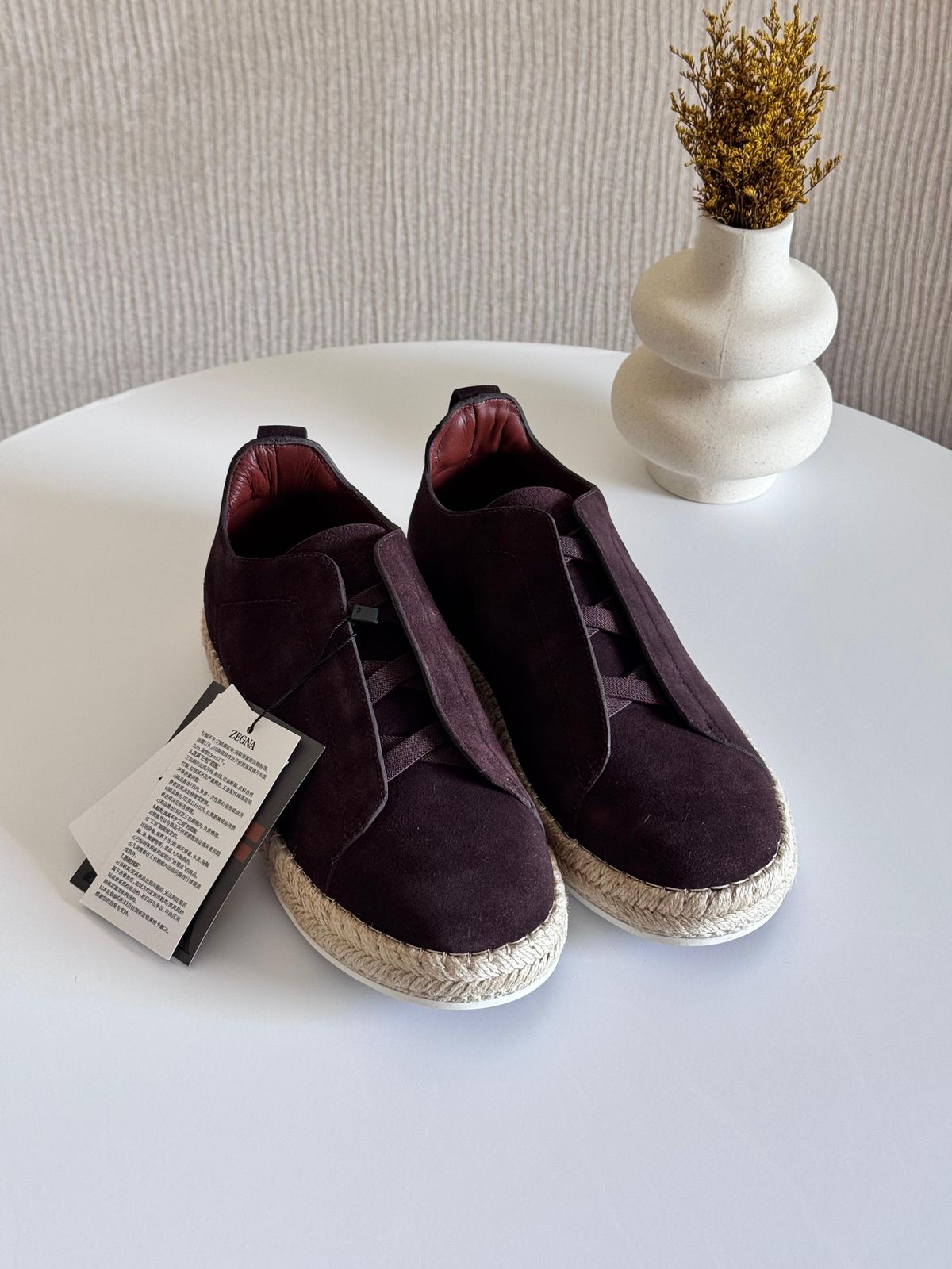 Zegna Triple Stitch™ Suede Espadrilles – Brown Calf Suede Slip-On