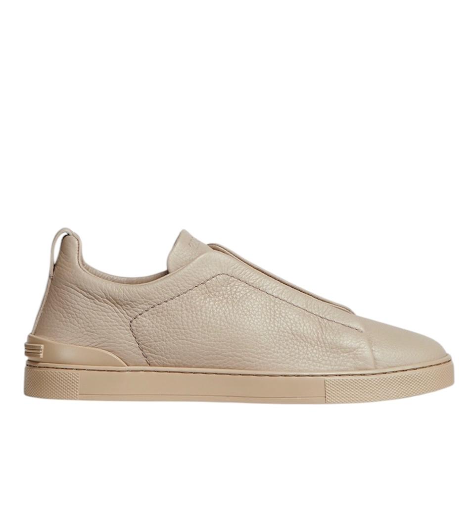 ZEGNA BEIGE DeerSkin Triple Stitch Sneakers