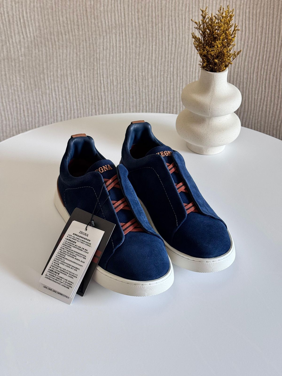 Navy Blue Cotton Denim Triple Stitch™ Sneakers FW25 25694150 | Zegna