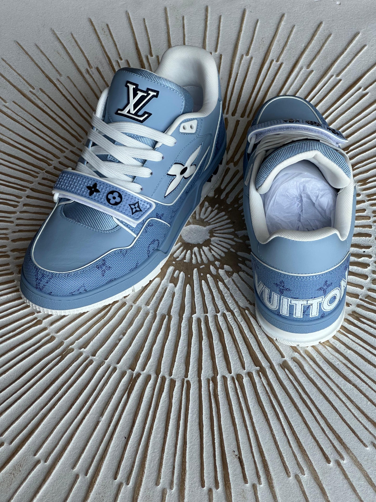 Louis Vuitton LV Trainer Sneaker – Monogram-Debossed Nubuck Calf Leather (Style 1AHTV9, Men’s)