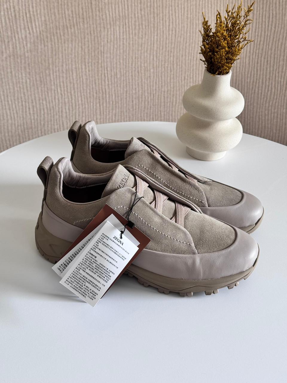 Light Taupe Leather and Suede Triple Stitch™ Monte Sneakers FW25 32127595 | Zegna