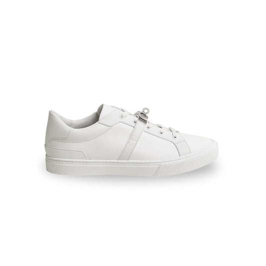 Hermès Day Sneaker in White Calfskin & Suede – Modern Urban Leather Sneaker with Kelly Buckle