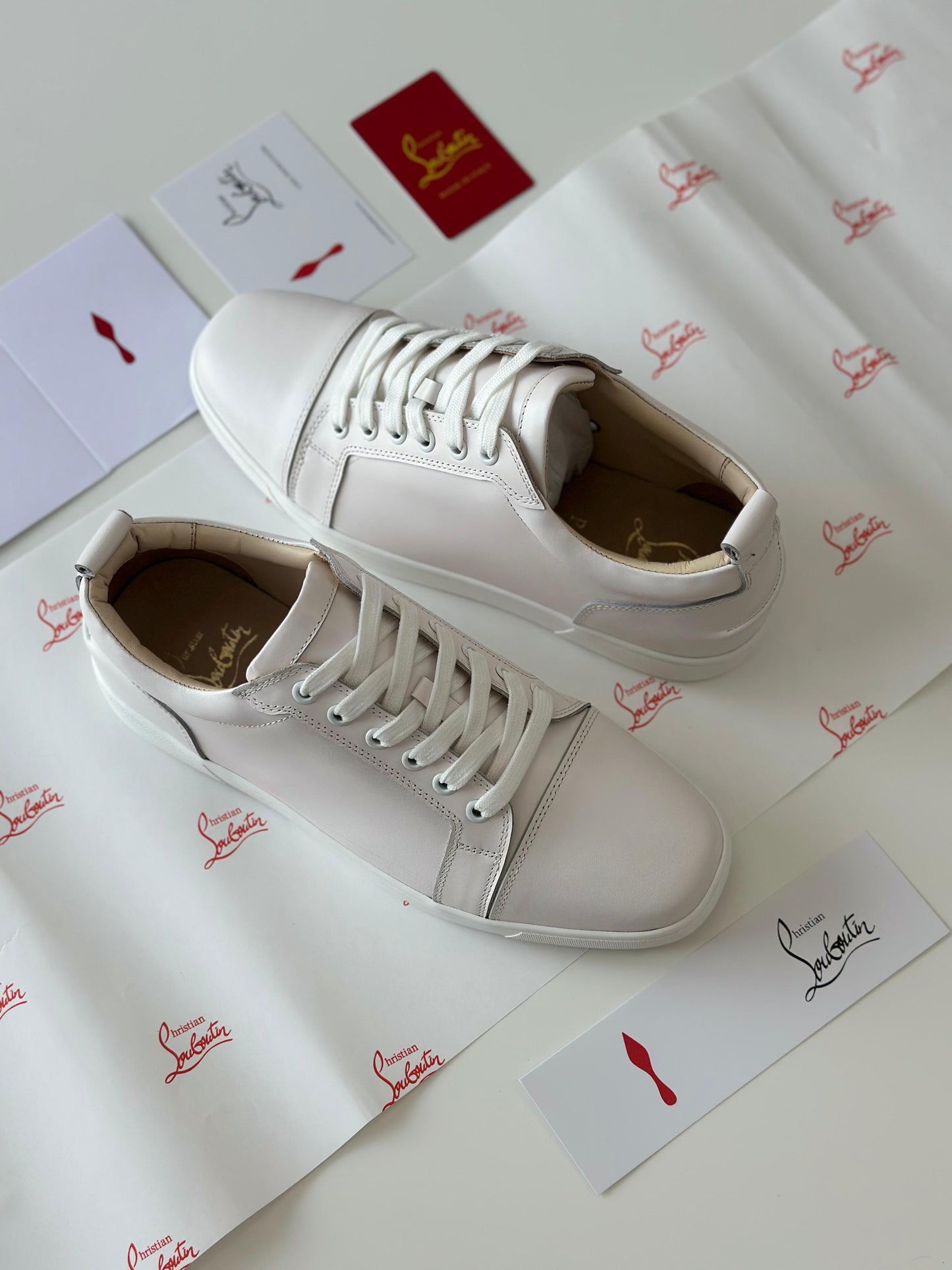 Christian Louboutin Low-Top Sneakers – Pure White Calf Leather