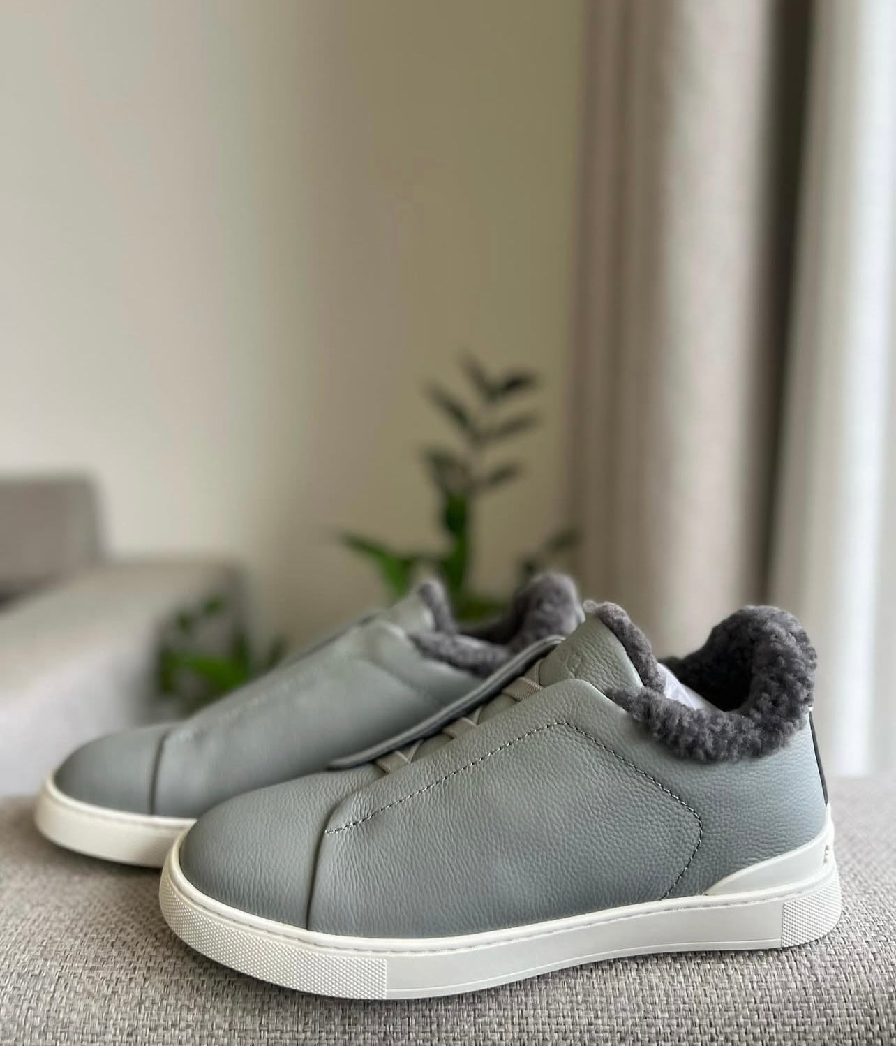 Zegna Triple Stitch Leather & Alligator Embossed Sneakers