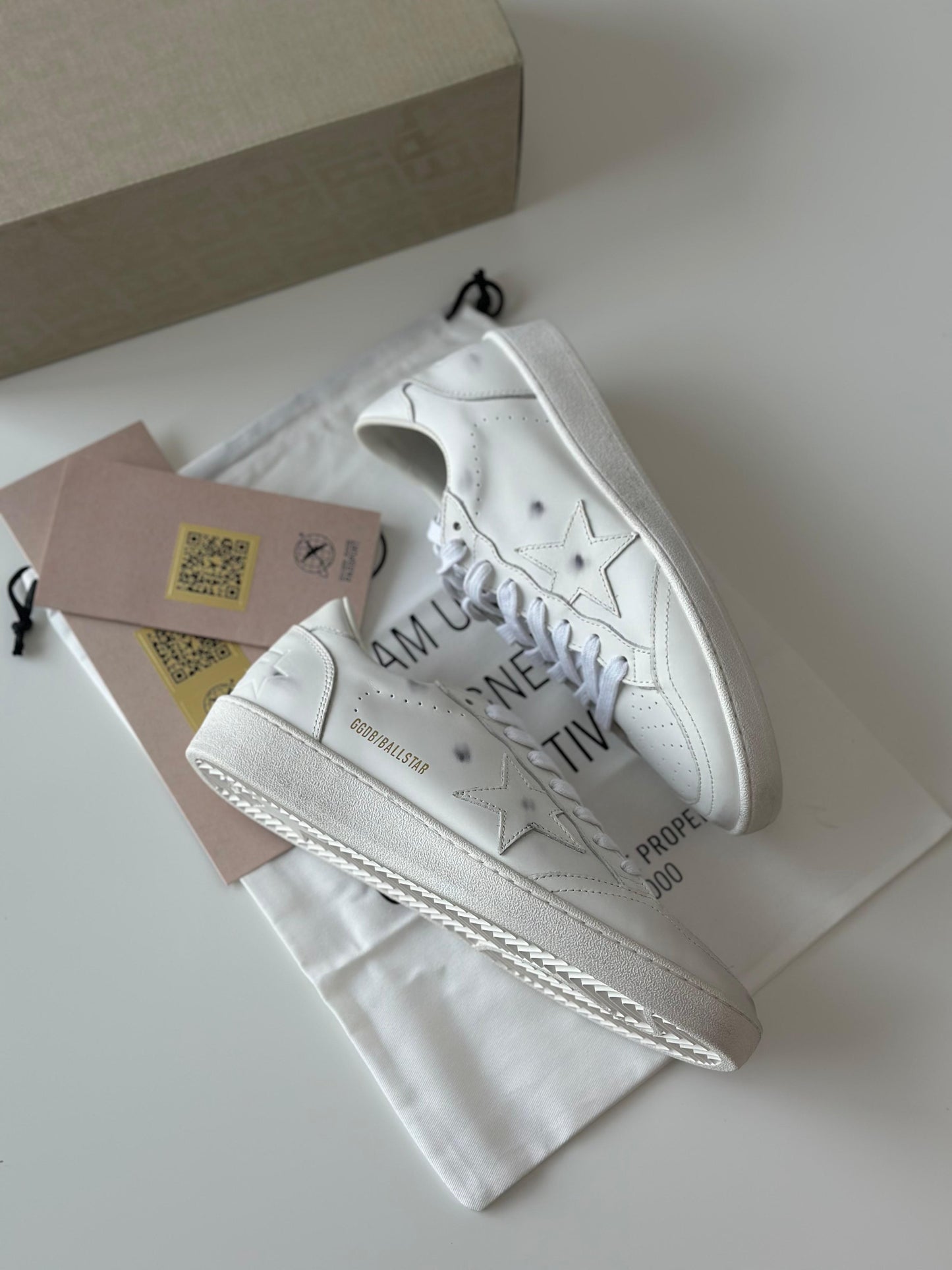 Golden Goose Ball Star “Triple White” Sneakers – Men’s (GMF00117 F004170 10100)