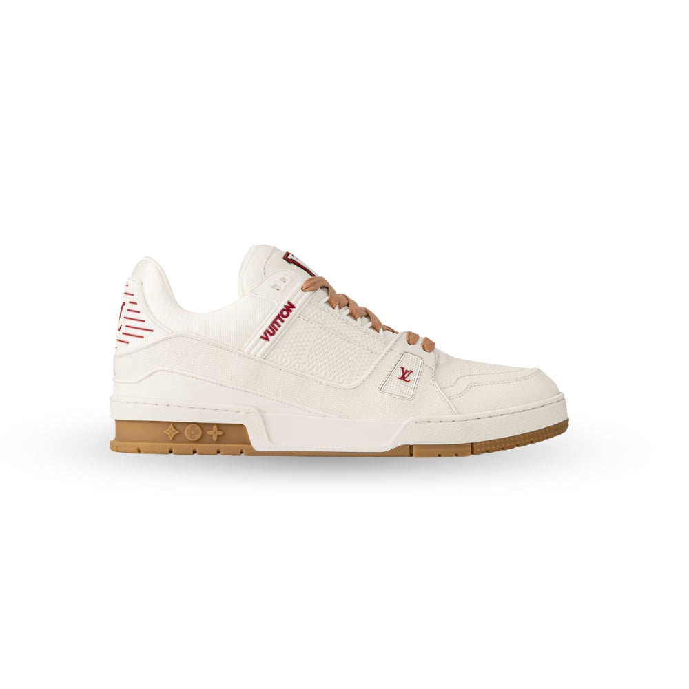 Louis Vuitton LV Trainer Sneakers – White Leather with Red LV Accents (Men’s)