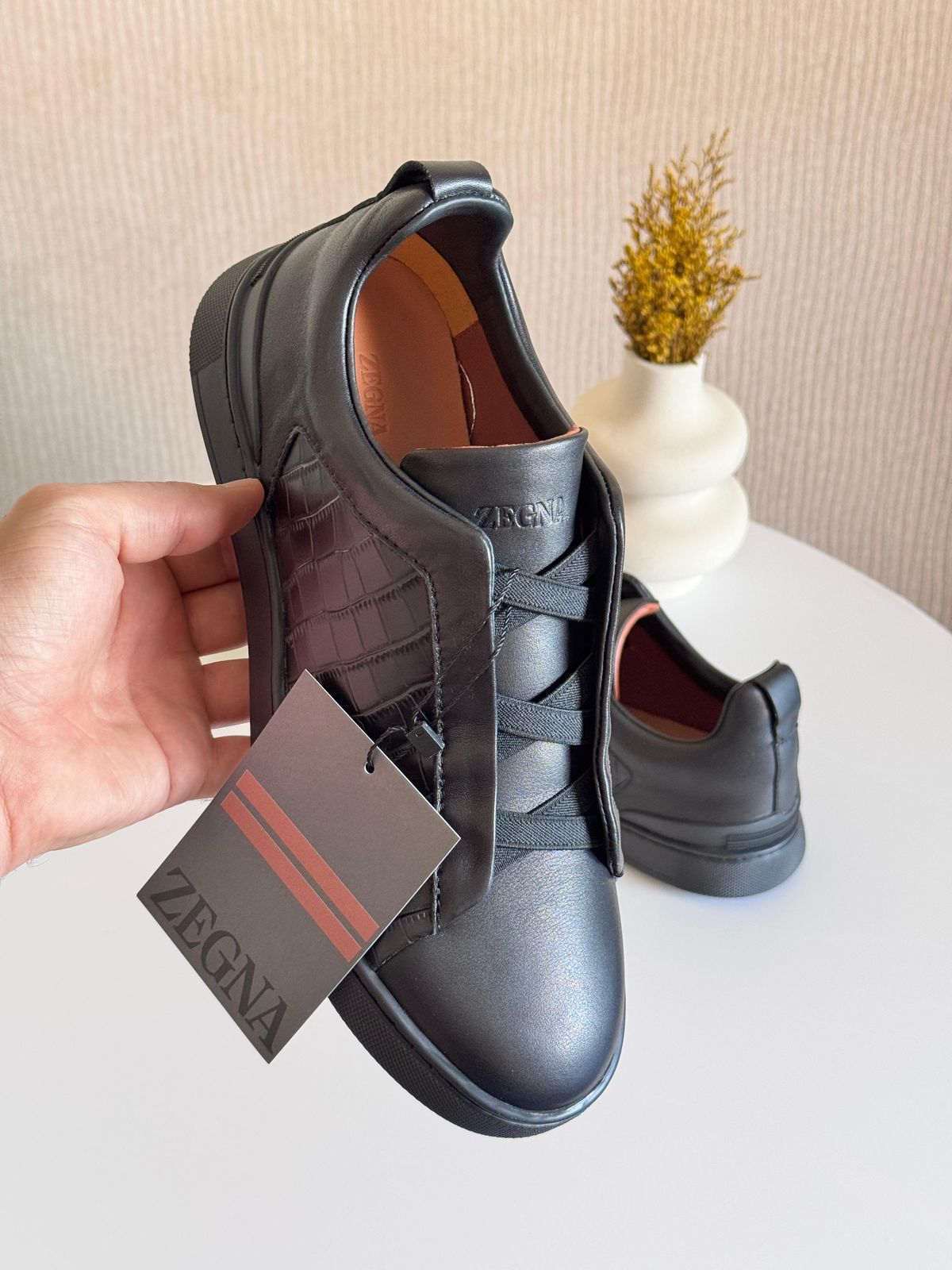 Zegna Black crocodile leather Triple Stitch™ Sneakers – Everyday luxury low top