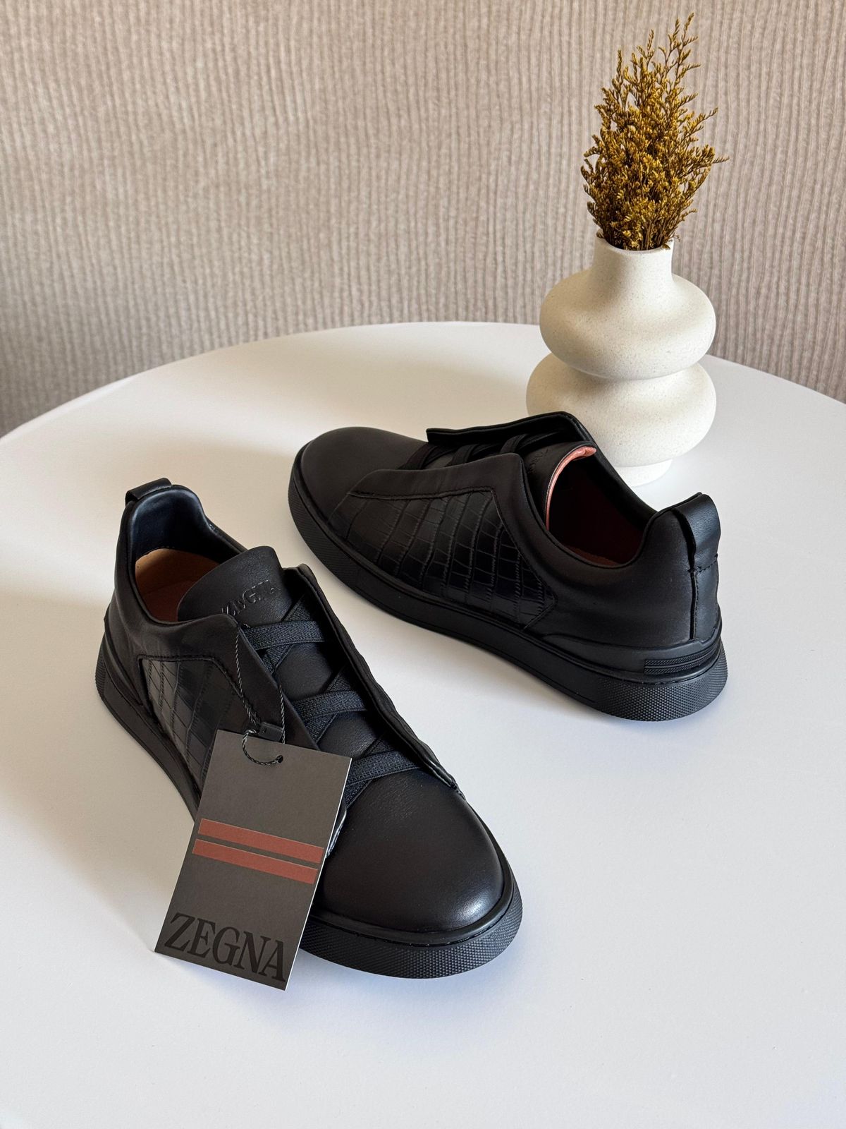 Zegna Black crocodile leather Triple Stitch™ Sneakers – Everyday luxury low top
