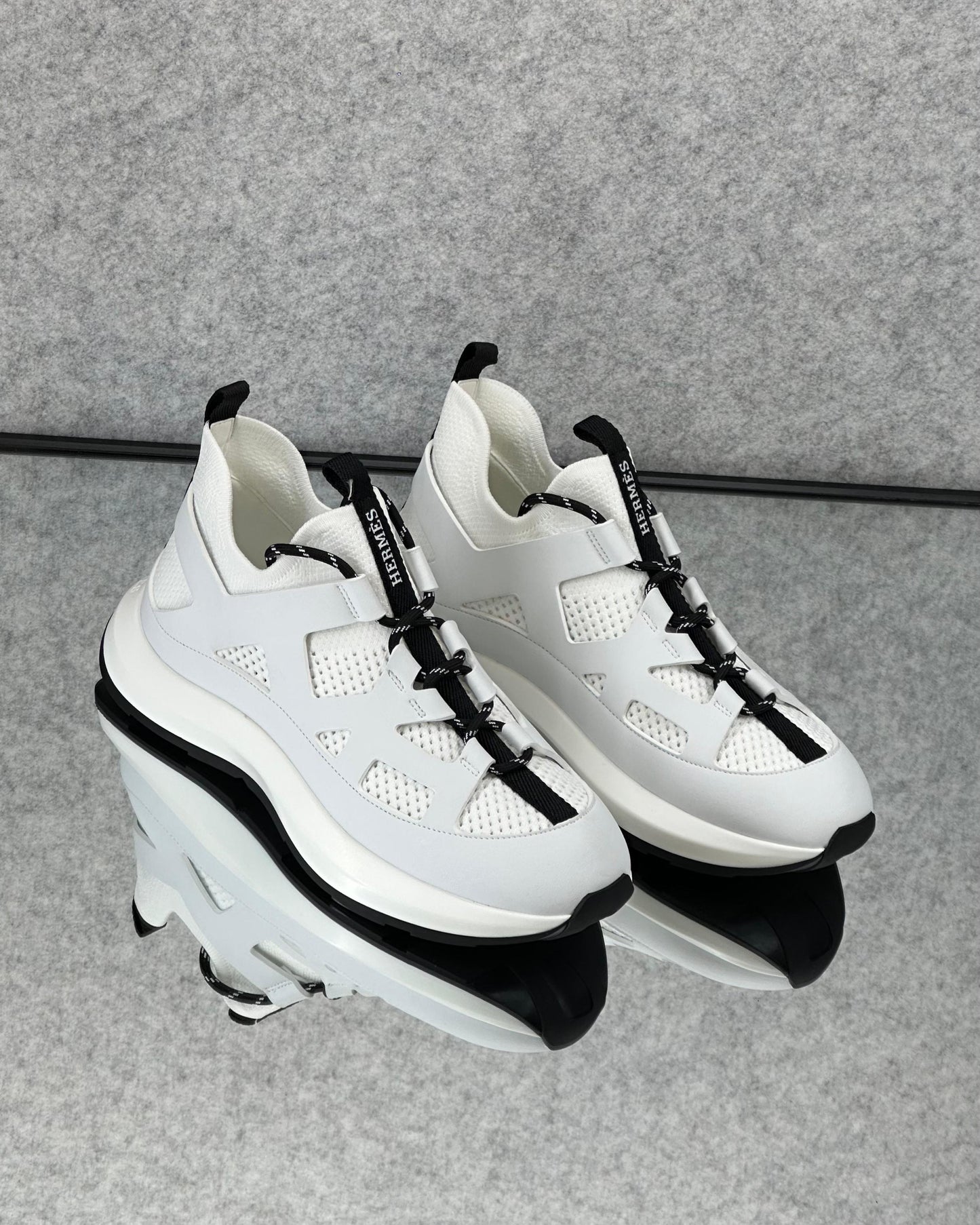 Hermès Katana sneaker in knit and calfskin