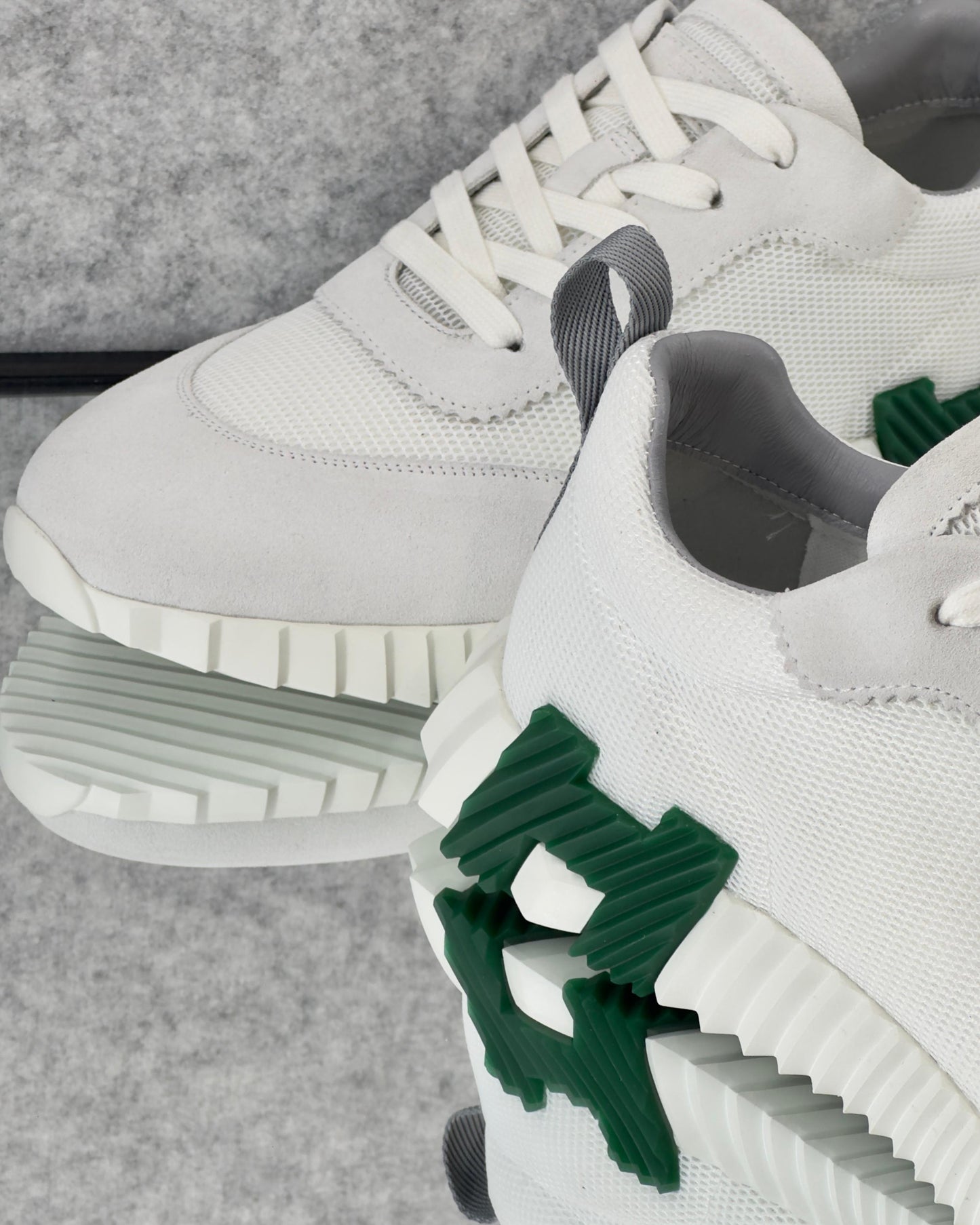 Hermès Bouncing sneaker, crafted with a technical mesh upper, suede panels