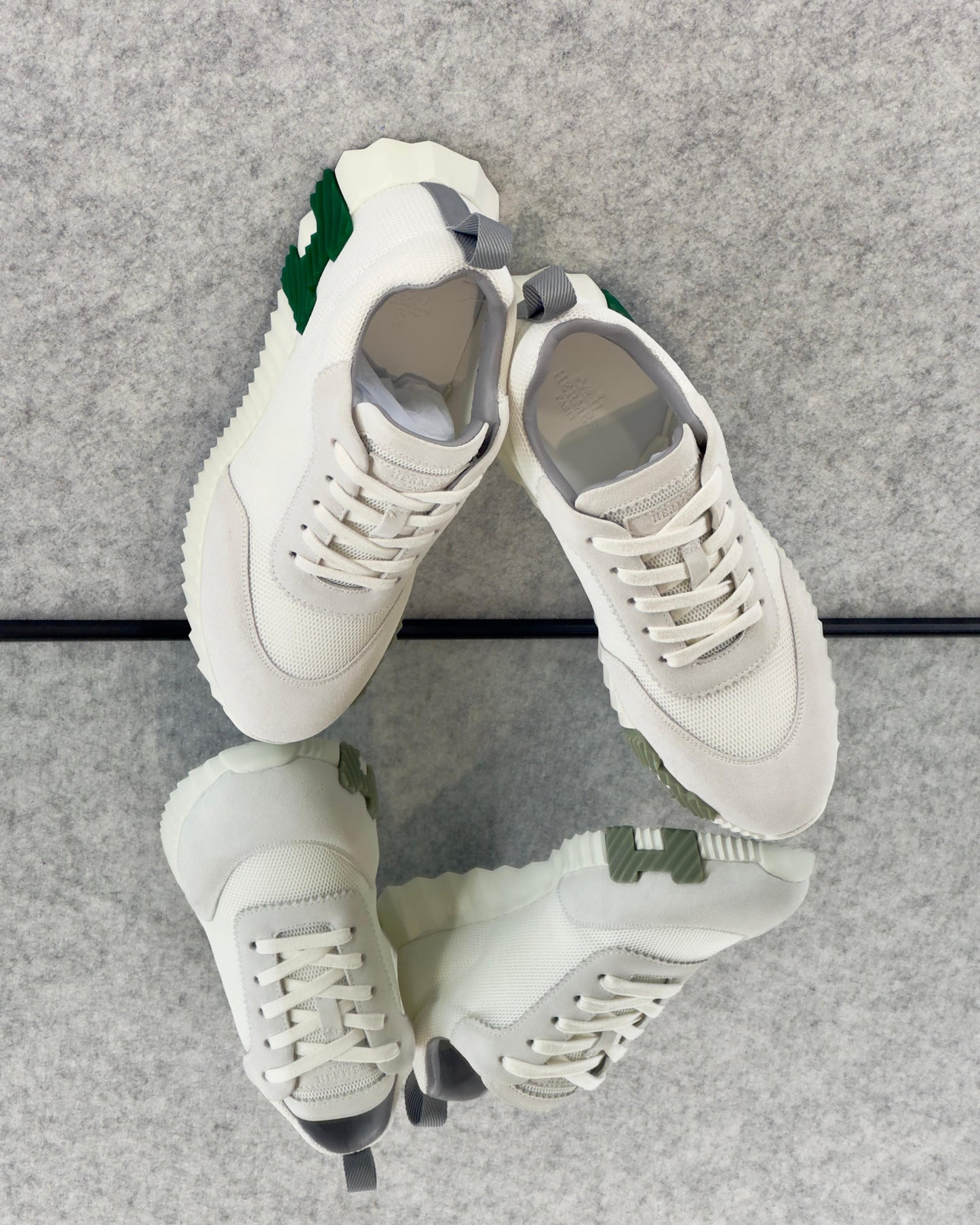 Hermès Bouncing sneaker, crafted with a technical mesh upper, suede panels