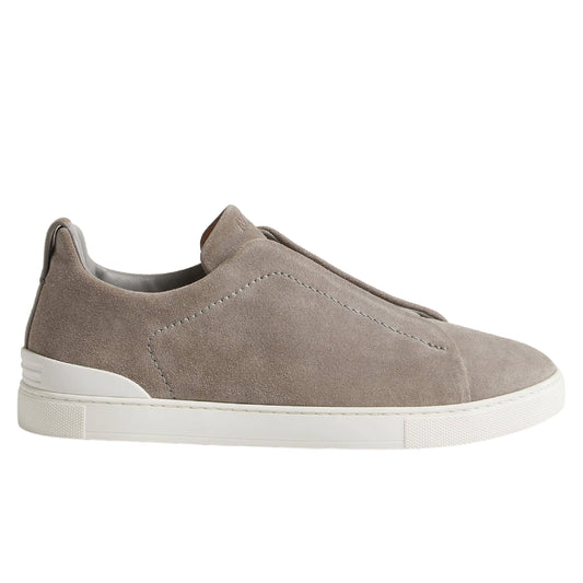 Premium luxury Zegna triple stitch Grey Mélange Suede