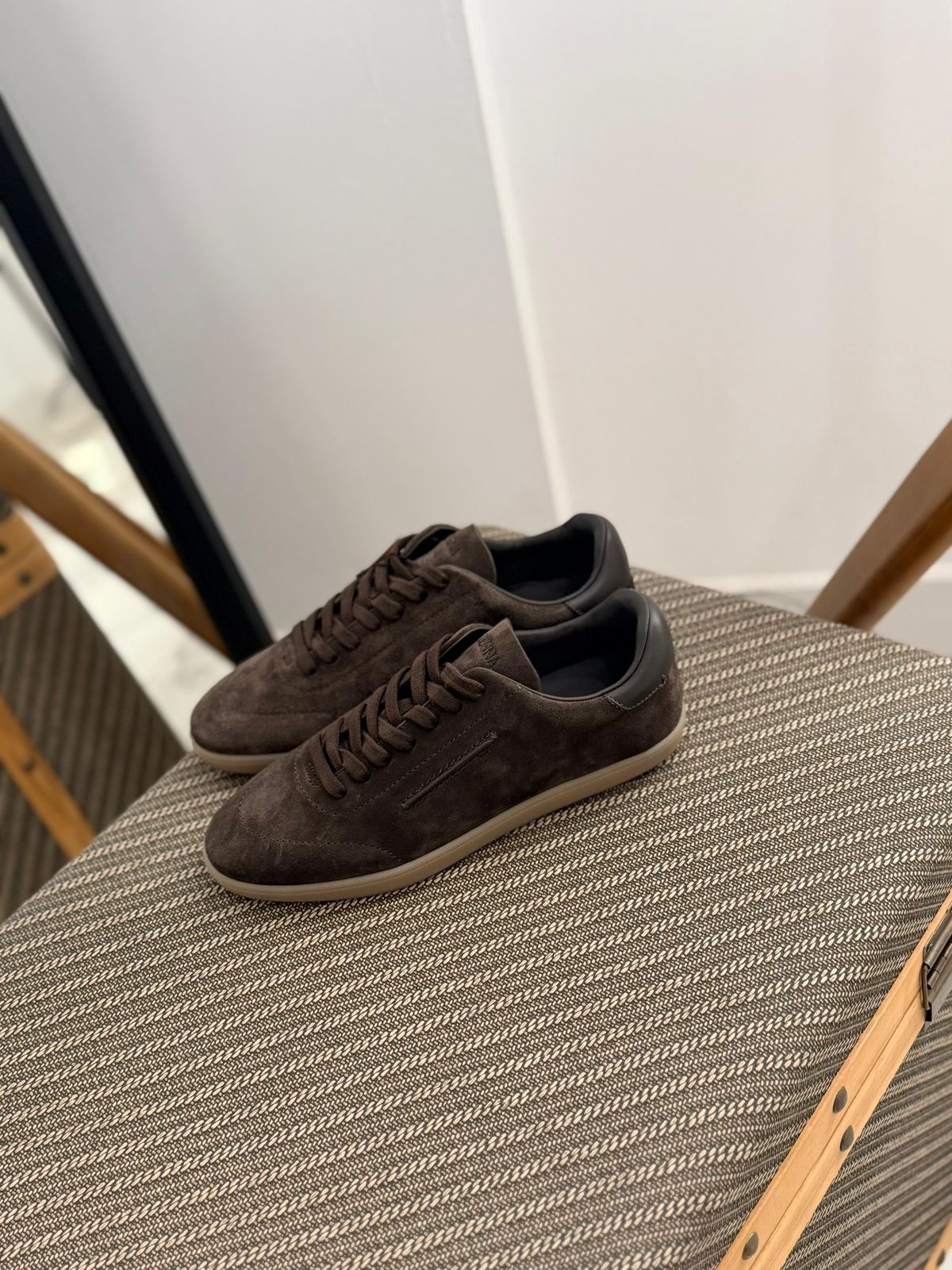 Zegna 232 Suede Sneakers in dark brown