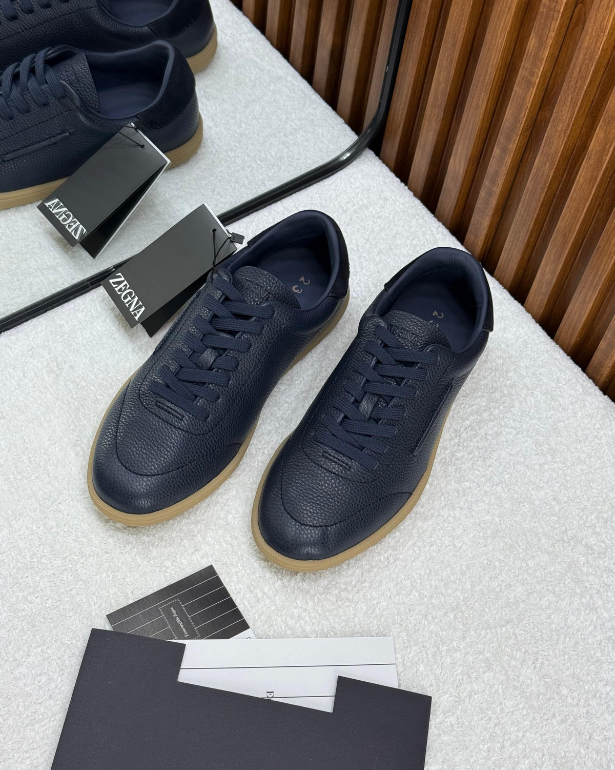 Zegna 232 Sneaker Navy blue lesther.
