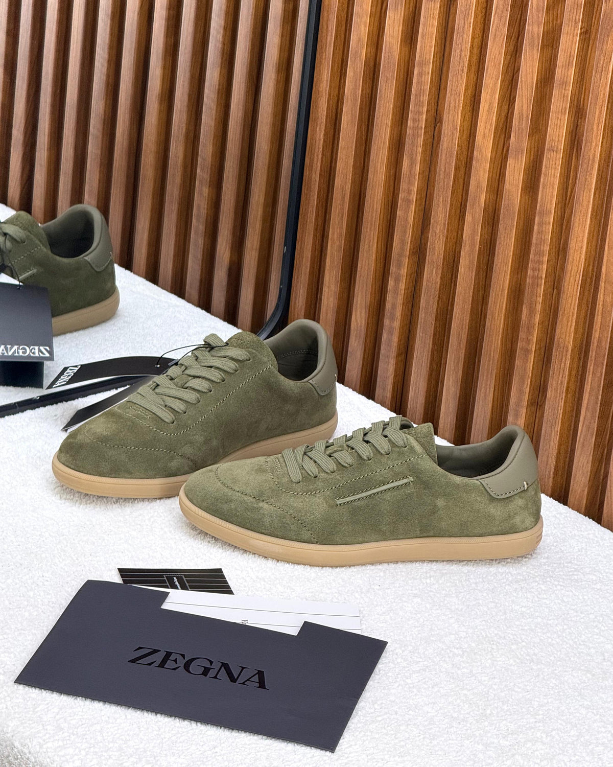 Zegna 232 Sneaker Green suede.