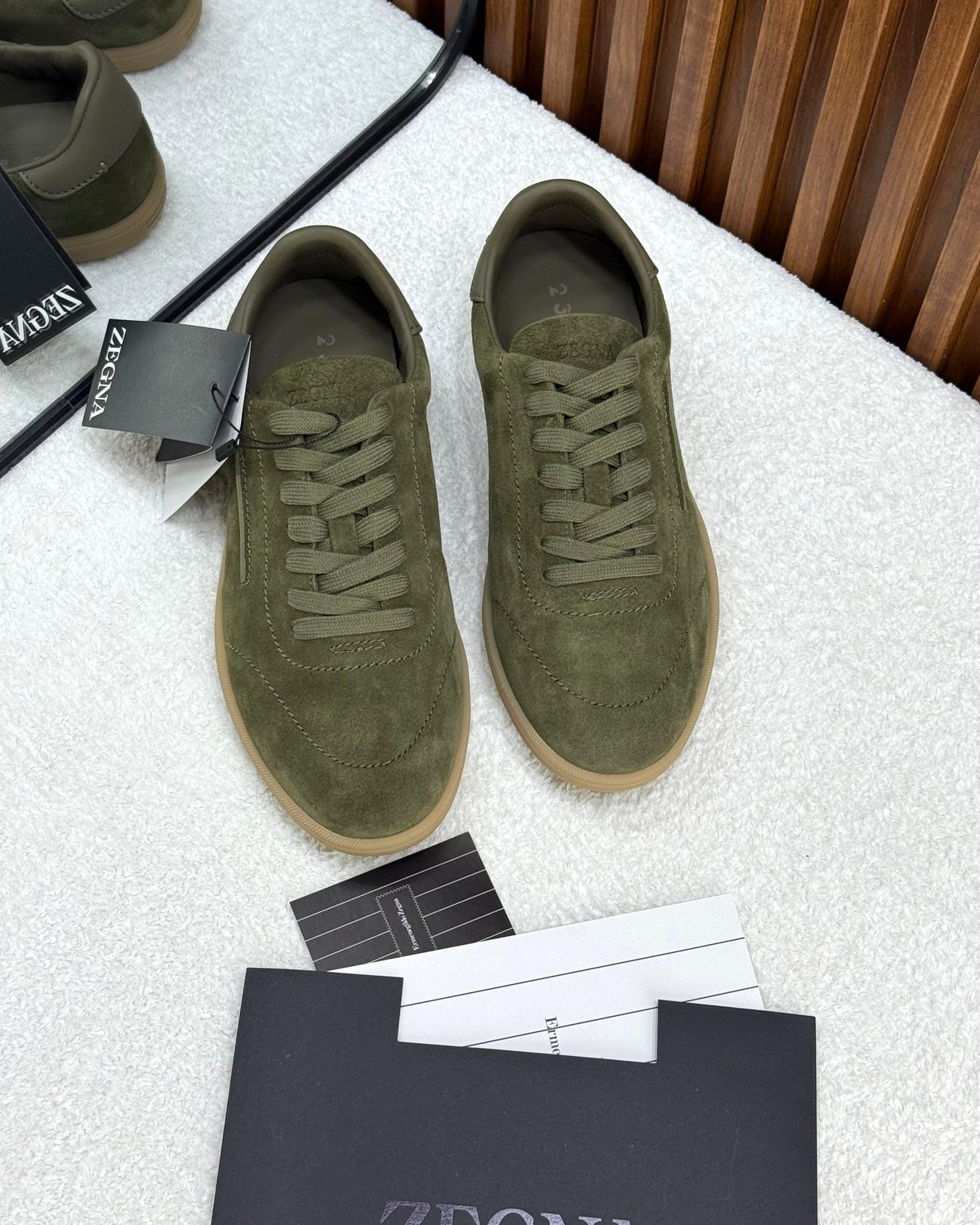Zegna 232 Sneaker Green suede.