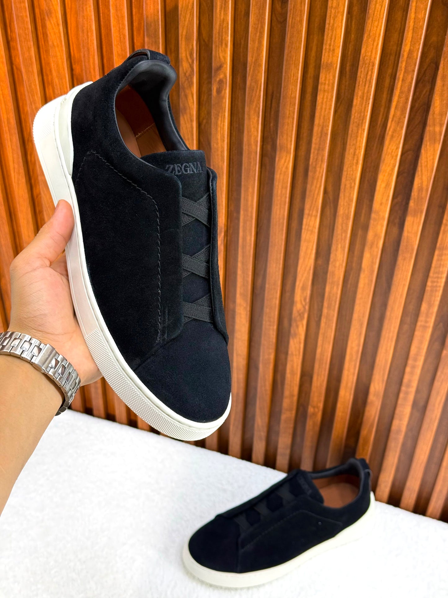 Zegna Triple Stitch™ sneakers, featuring a black suede