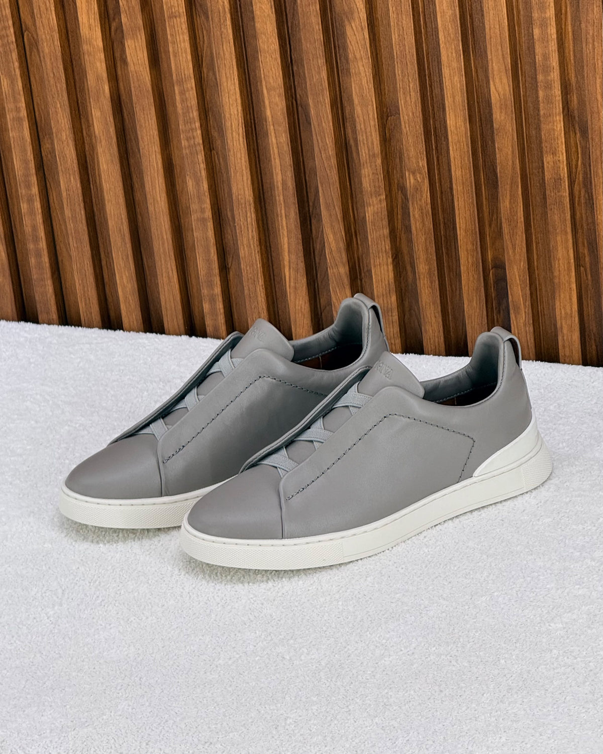 Premium luxury Zegna triple stitch Light grey