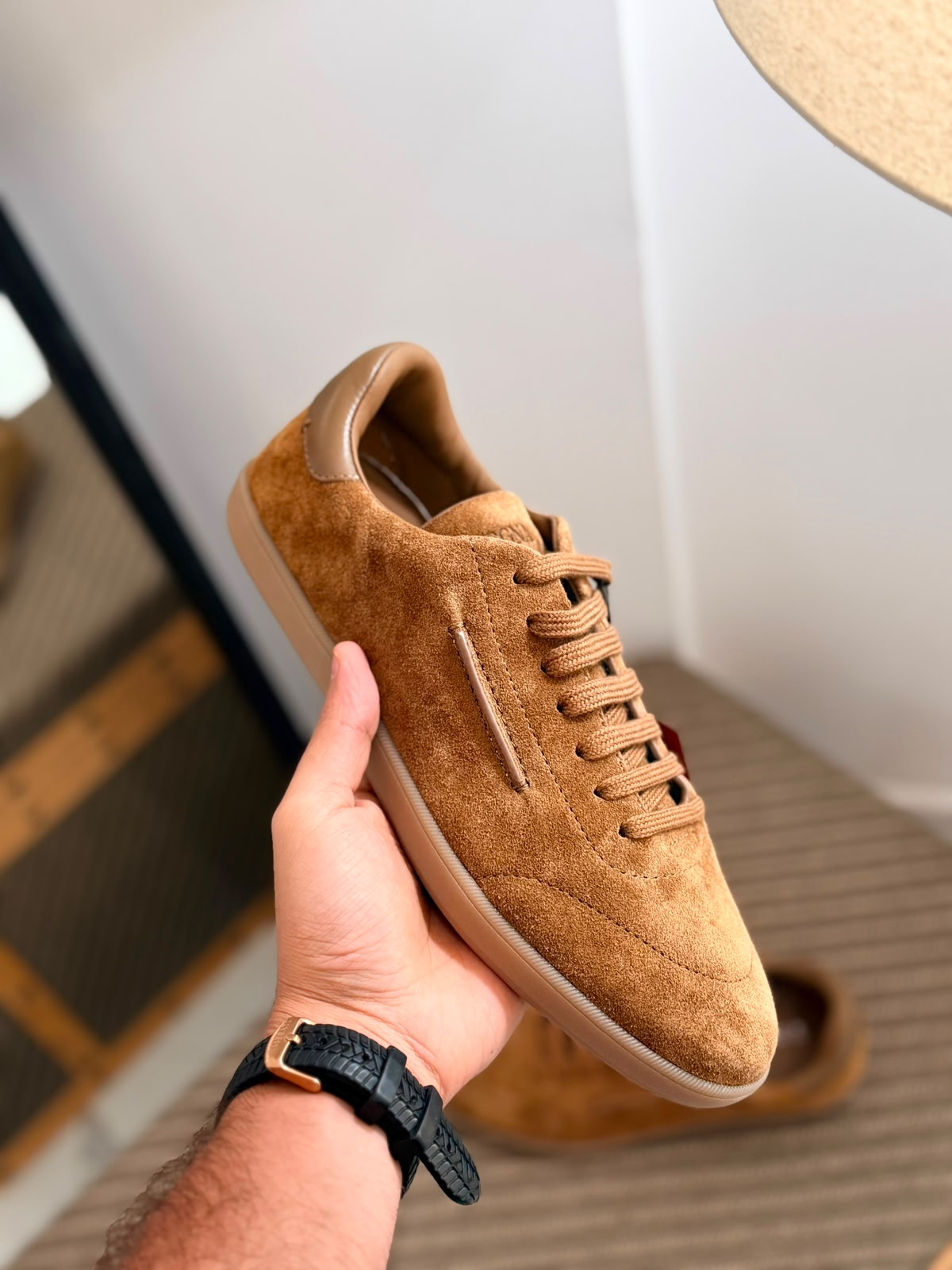 Zegna 232 Sneakers in  light brown suede