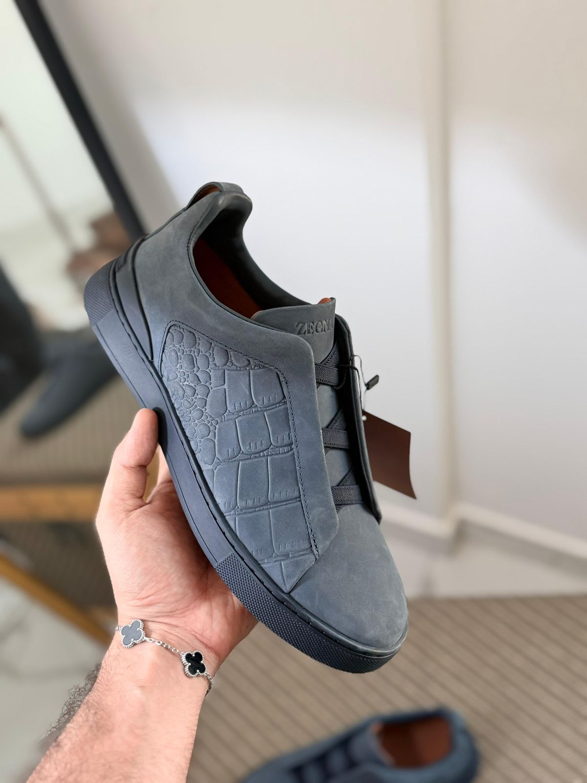 Premium luxury Zegna triple stitch crocodile