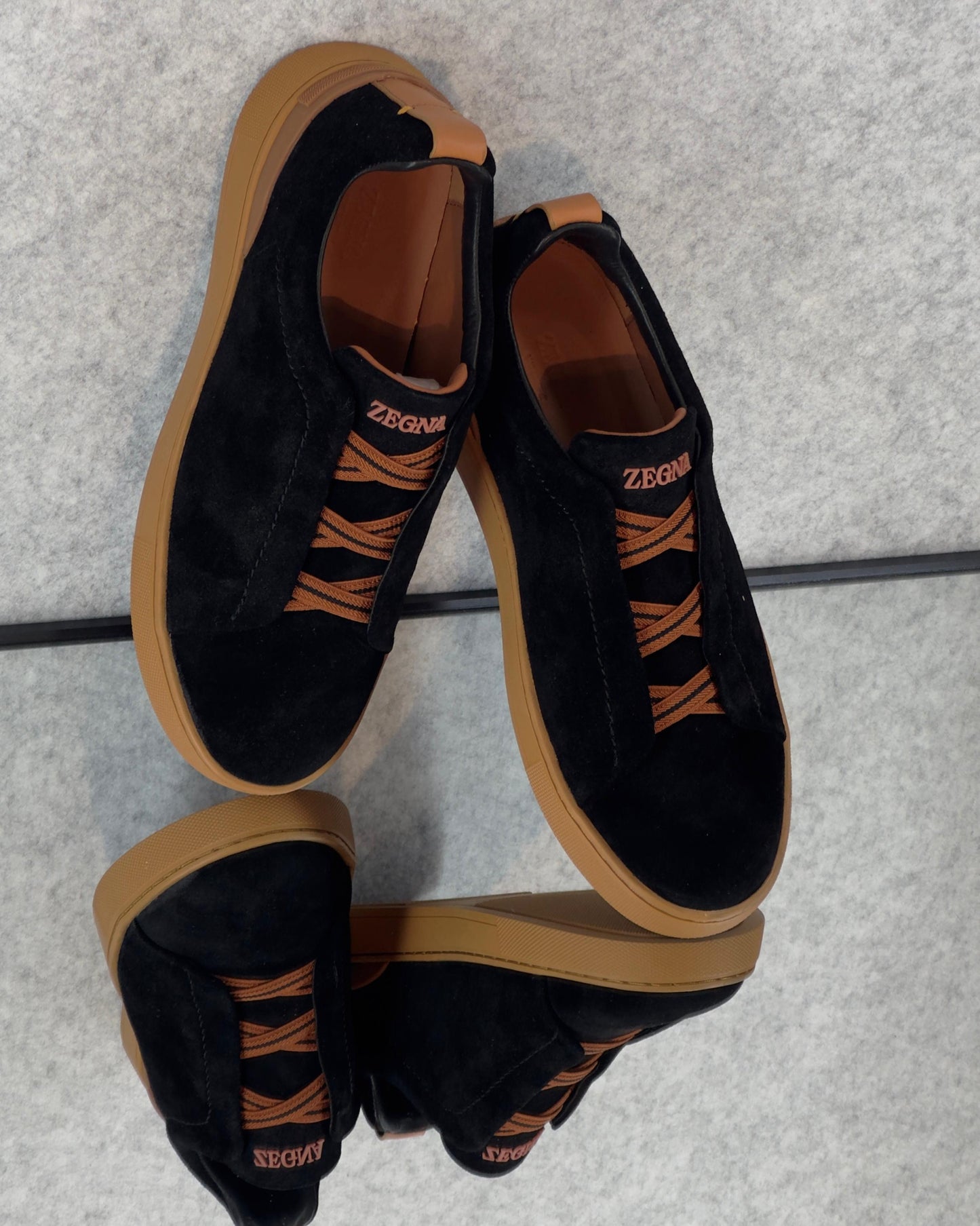 Premium Luxury Zegna Tripple Stitch Black Suede