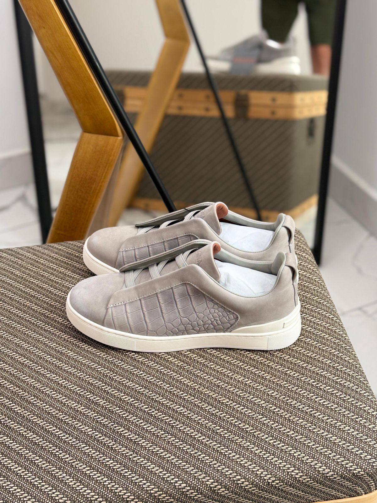 Premium luxury Zegna triple stitch Light Grey