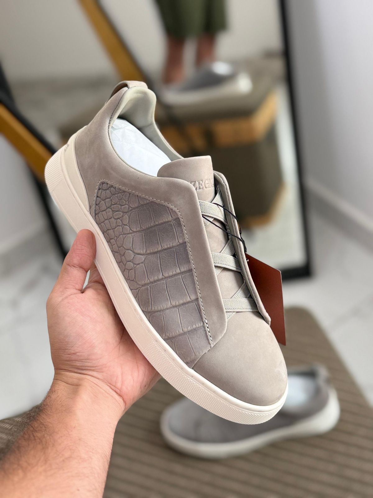Premium luxury Zegna triple stitch Light Grey