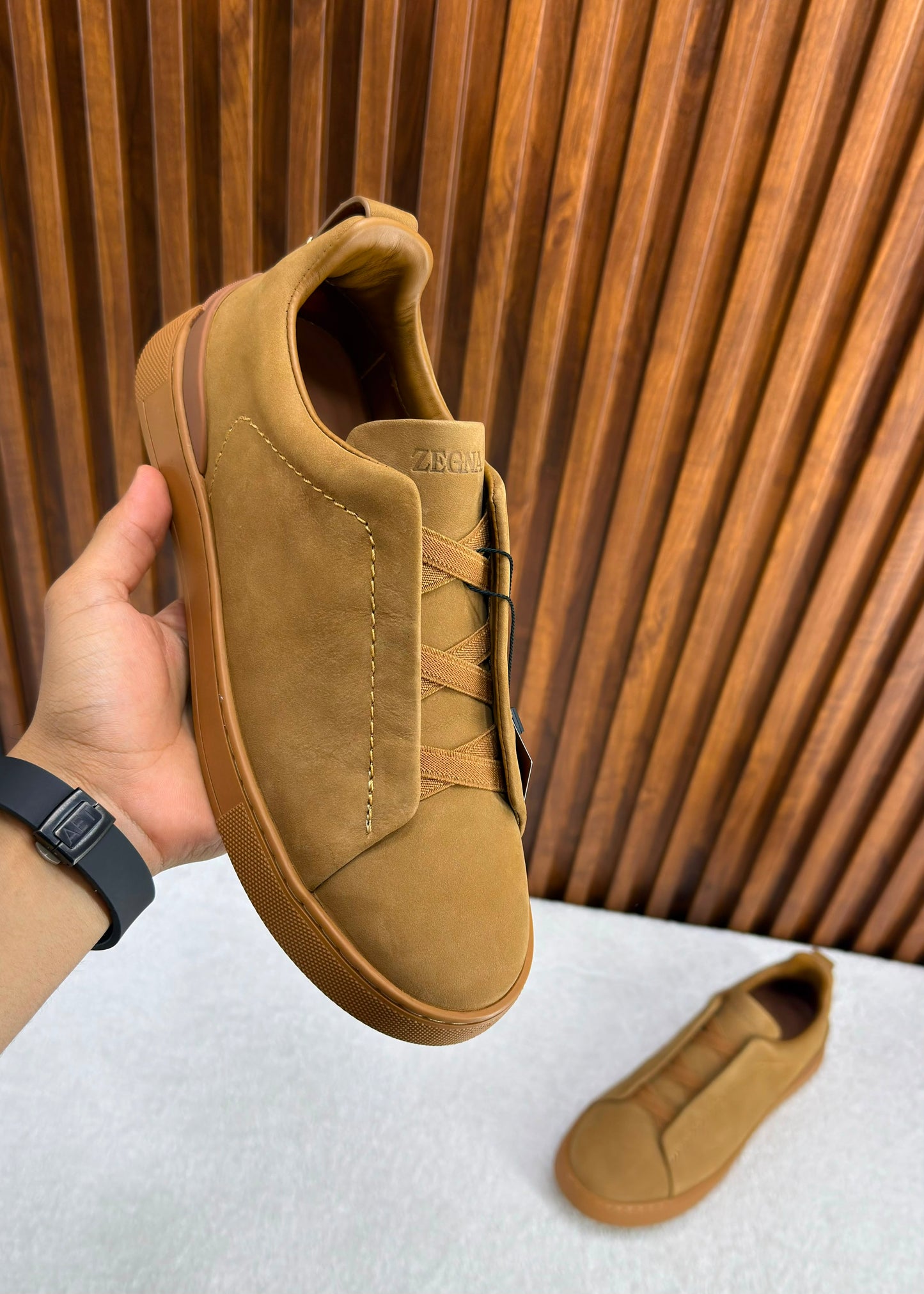 ZEGNA Triple Stitch SECONDSKIN  brown nubuck