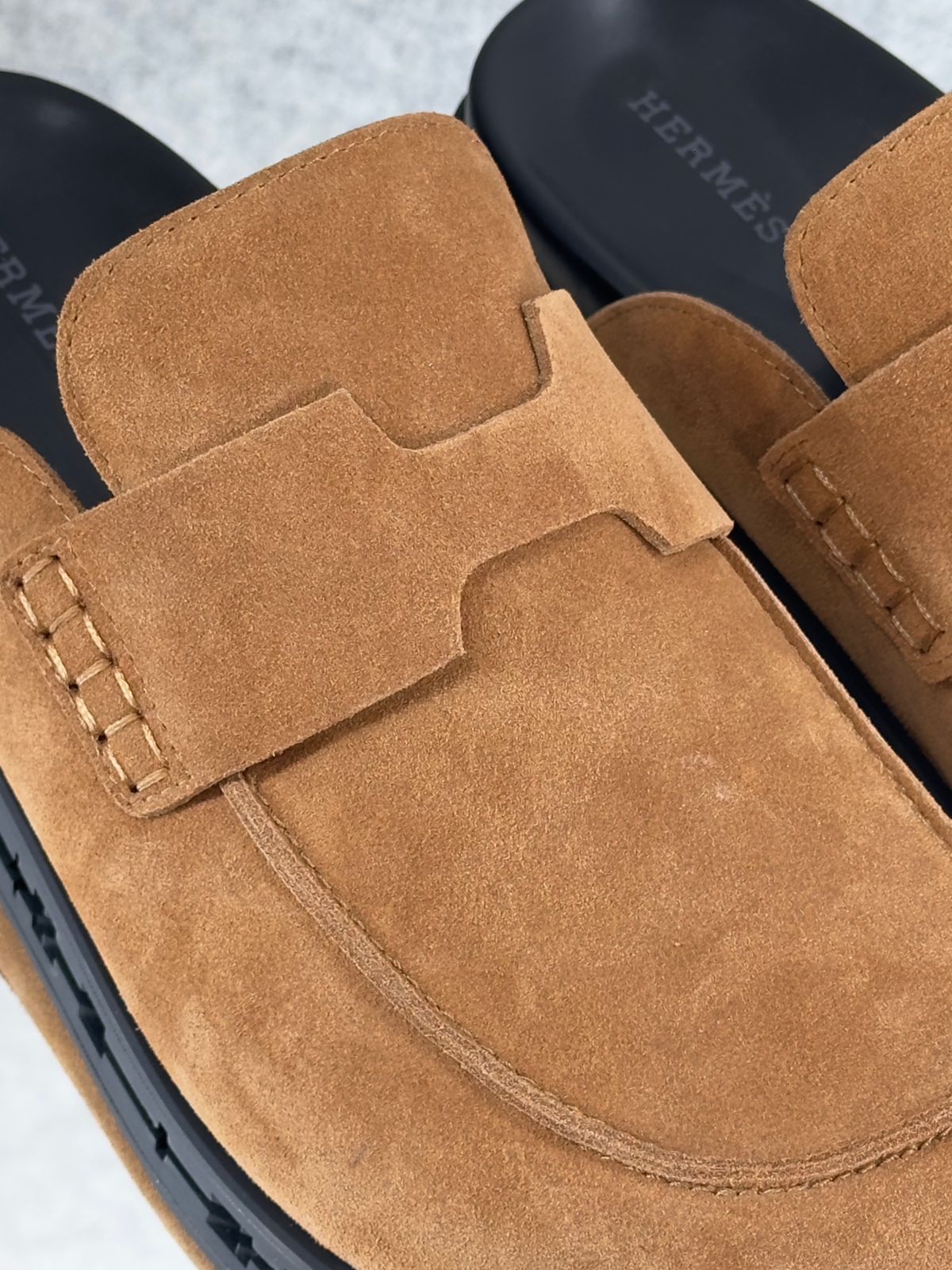 Hermès Go Mules, a men's slip-on backless shoe  suede calfskin