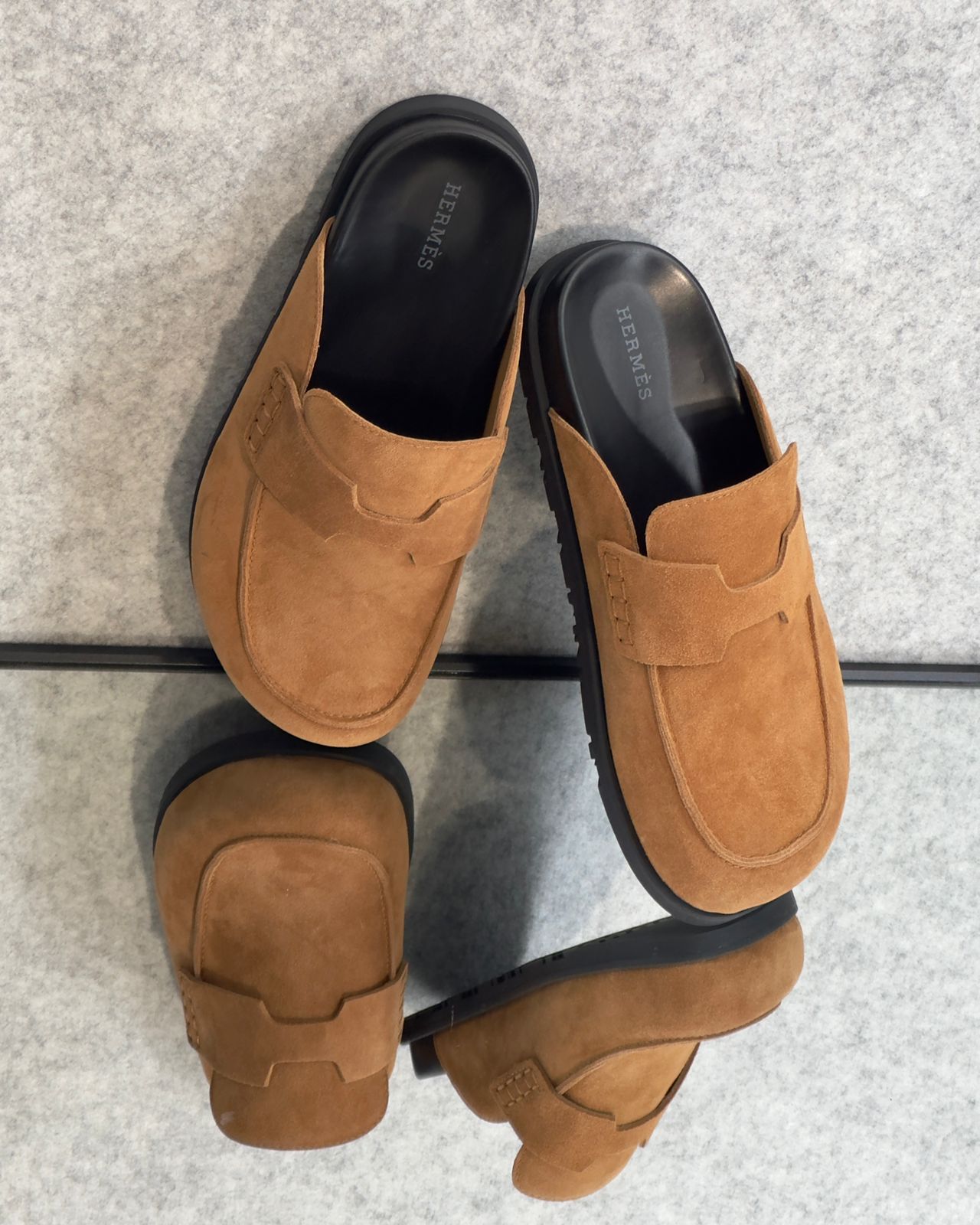 Hermès Go Mules, a men's slip-on backless shoe  suede calfskin