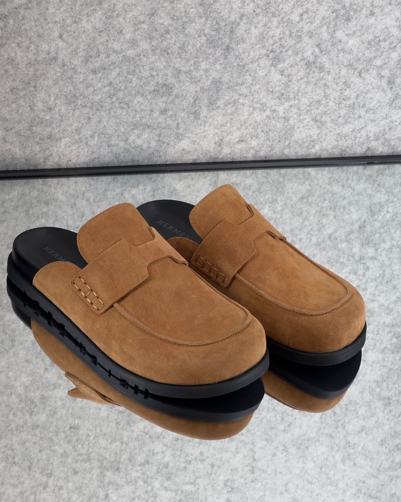 Hermès Go Mules, a men's slip-on backless shoe  suede calfskin