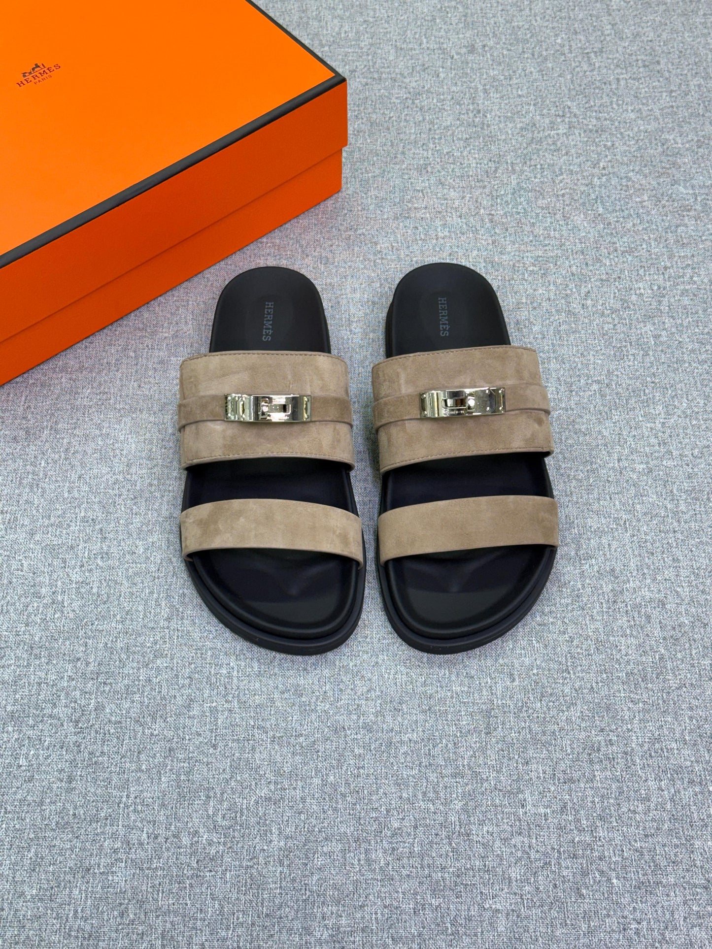 Hermès Jackson sandal suede goatskin palladium-plated
