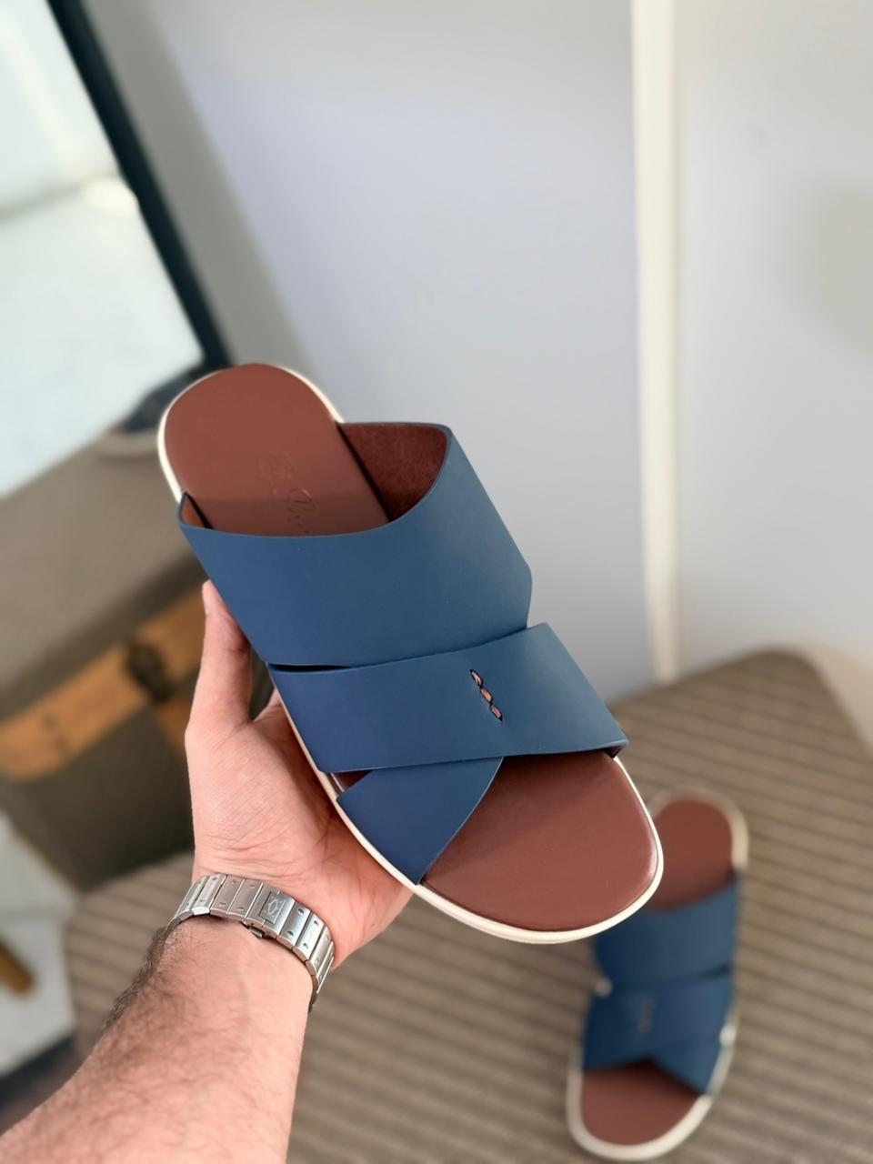 Loro Piana Palm Sandal crisscrossed straps Blue
