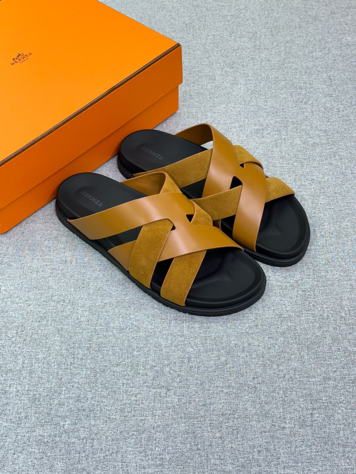 Hermès Kazimir sandals  leather and suede straps in a crossover