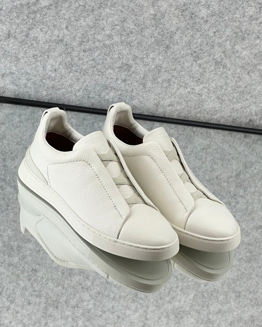 Premium luxury Zegna triple stitch white