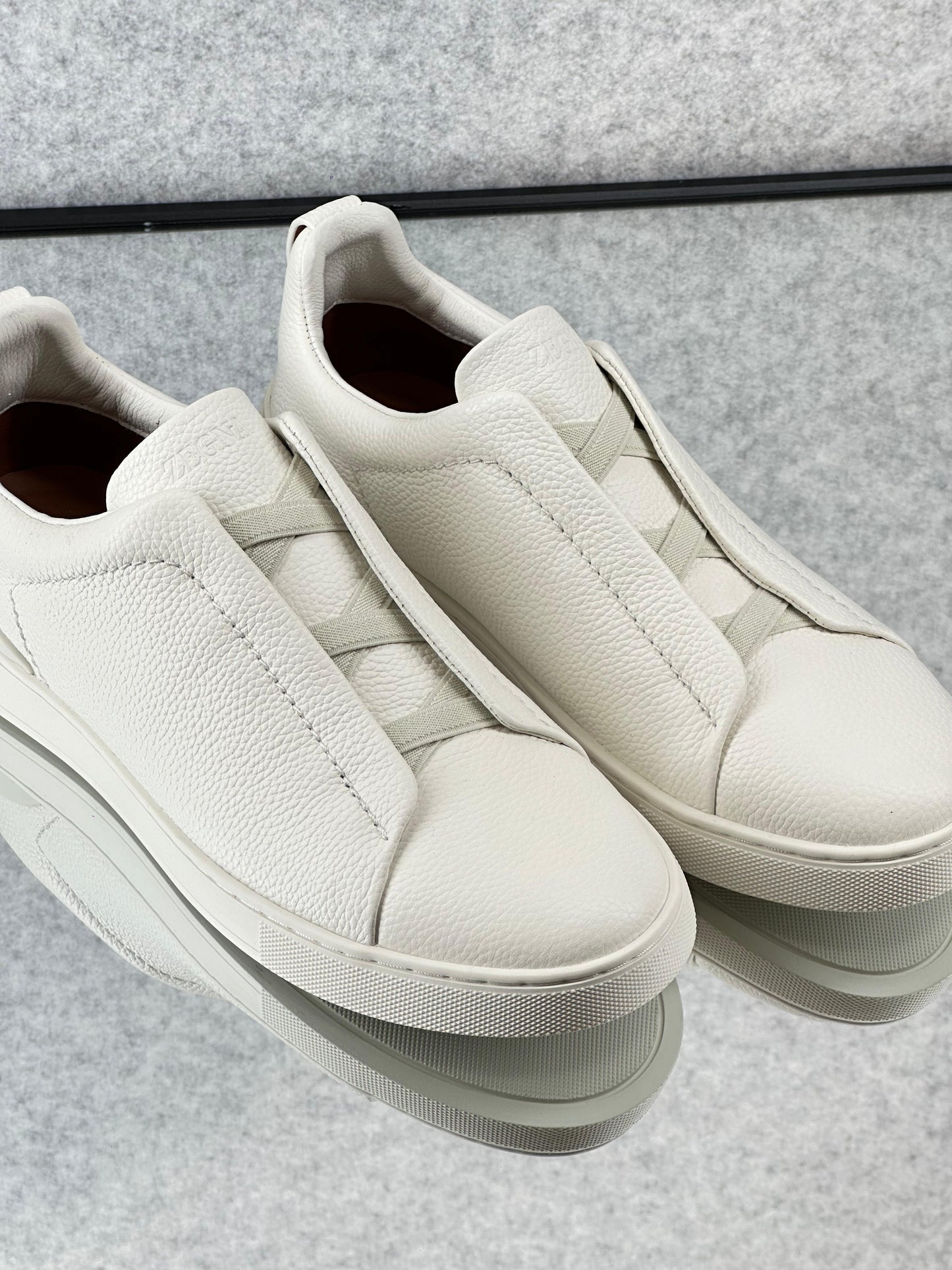 Premium luxury Zegna triple stitch white