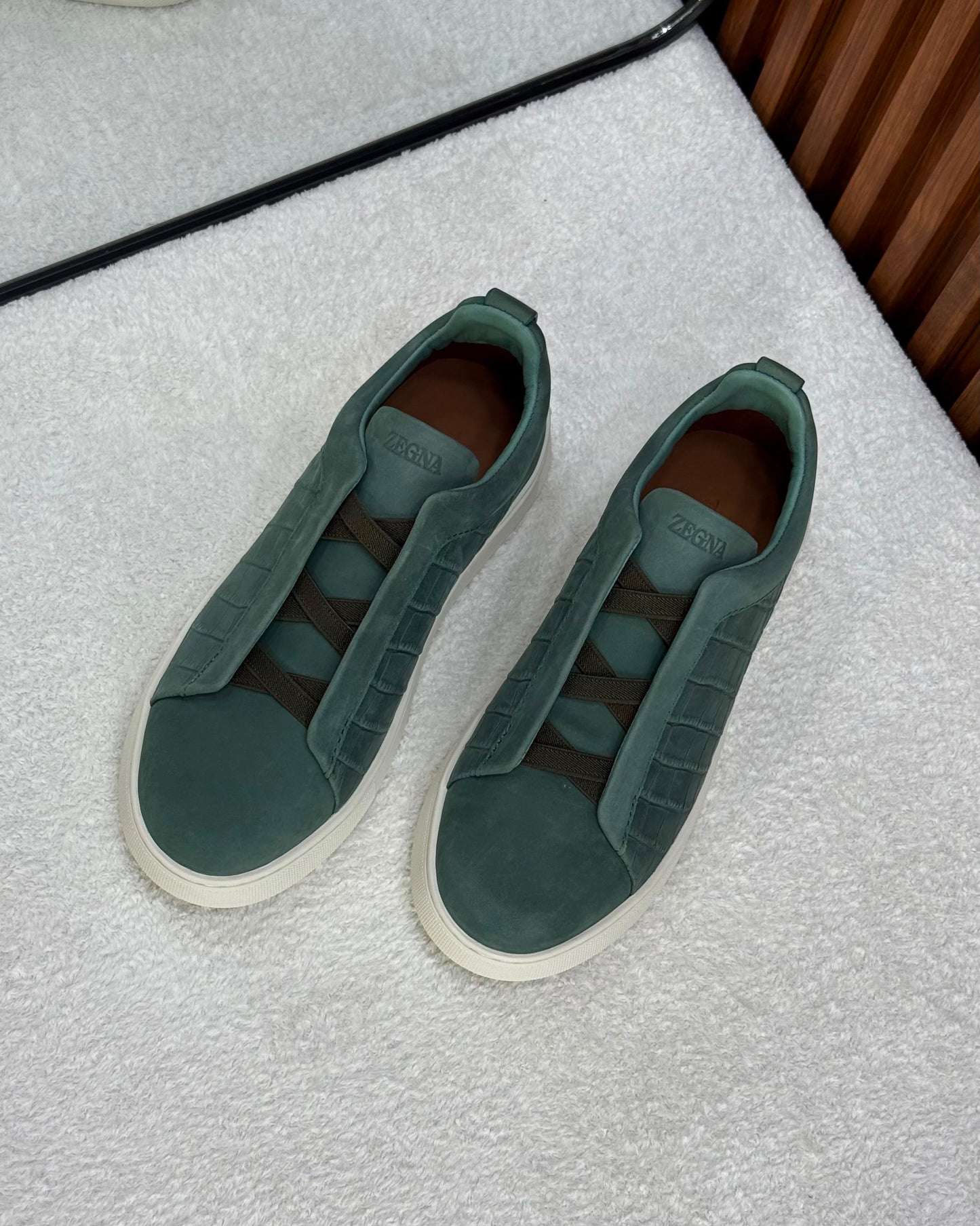 Zegna crocodile Triple stitch Green SecondSkin