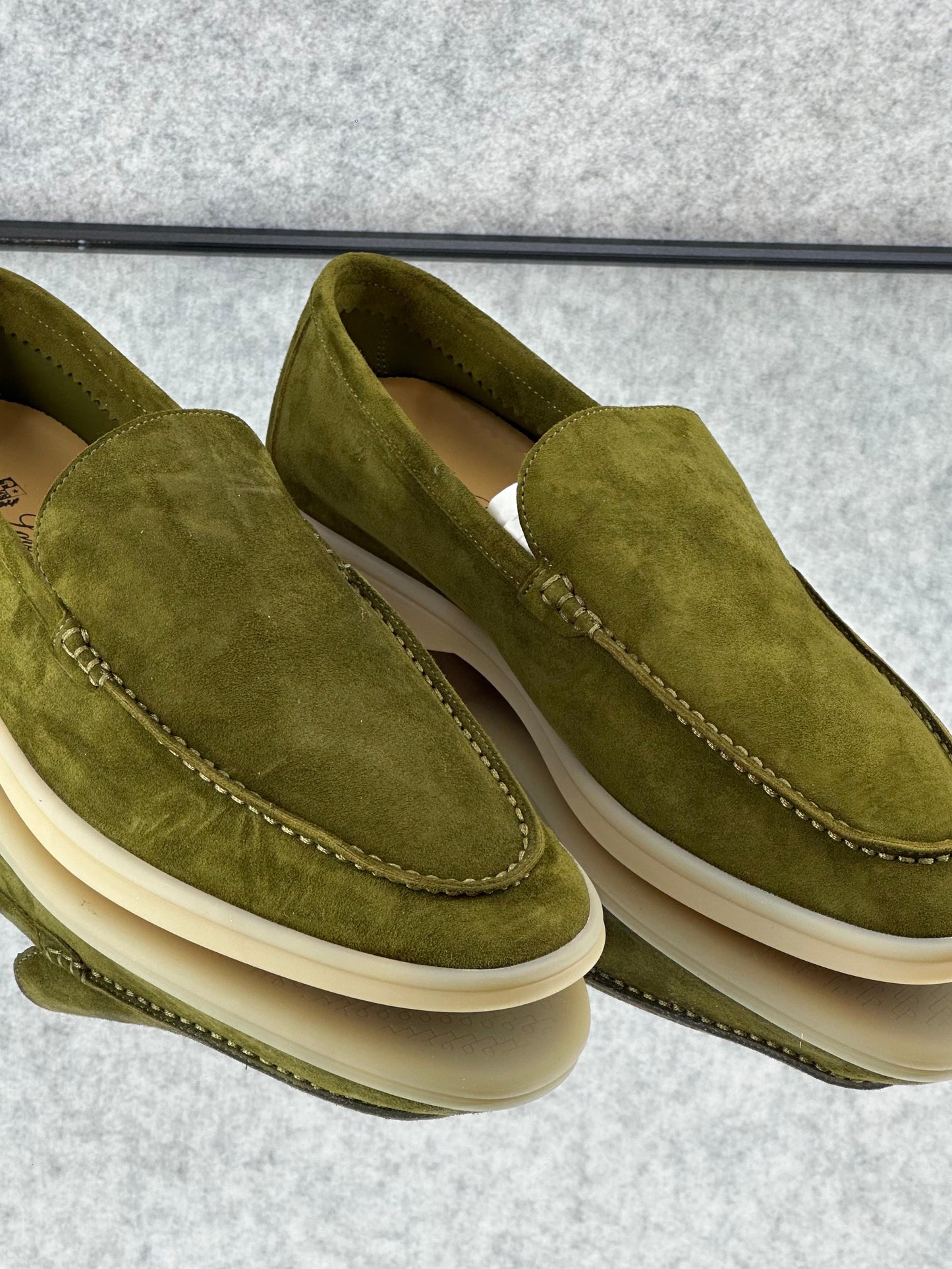 Loro Piana Summer Walk Loafers Suede Murano Green