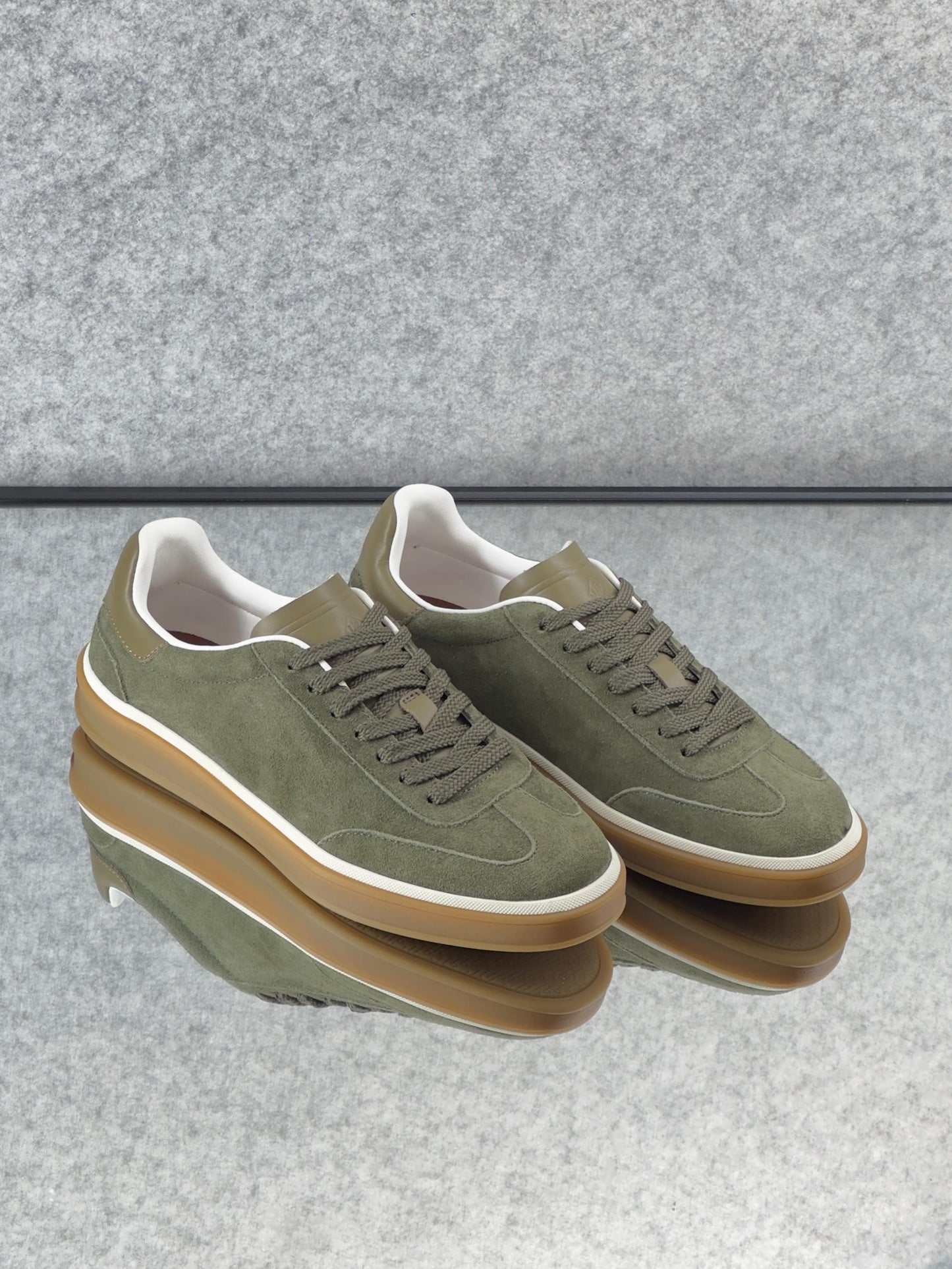 Loro Piana Tennis Walk Sneaker Suede Calf Split Army Gray