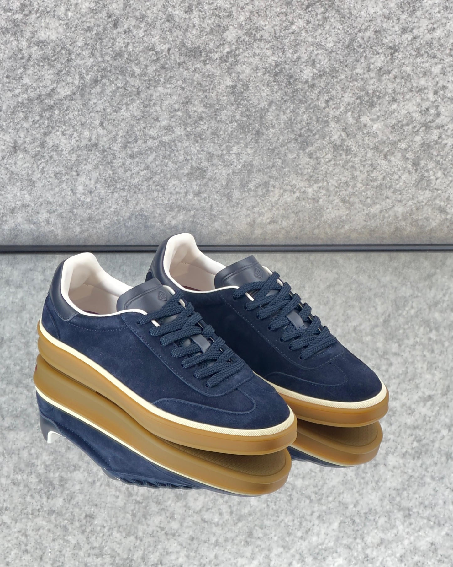 Loro Piana Tennis Walk Sneaker Suede Calf Split Blue Navy