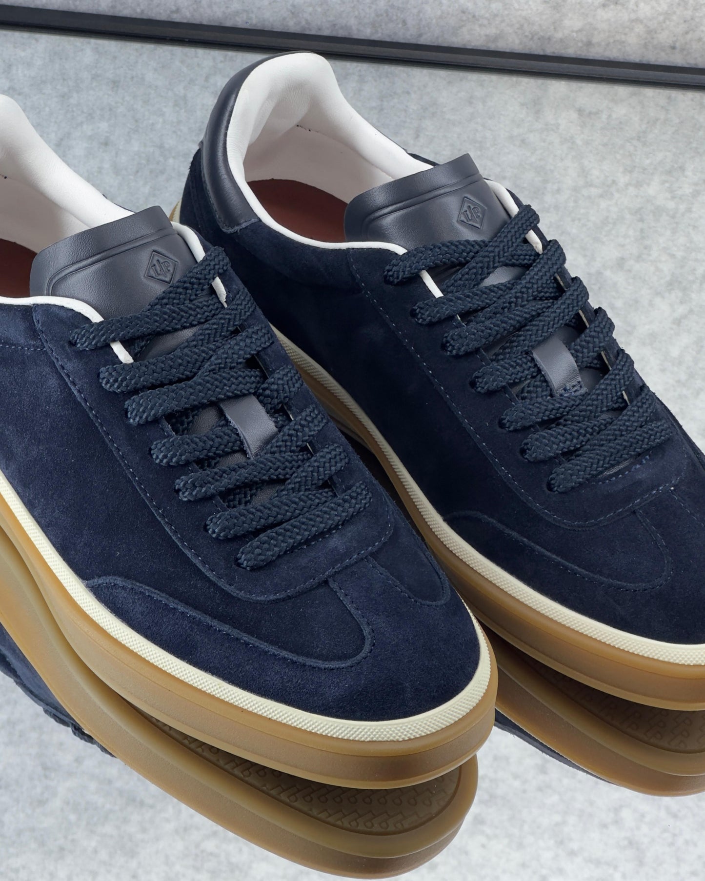 Loro Piana Tennis Walk Sneaker Suede Calf Split Blue Navy